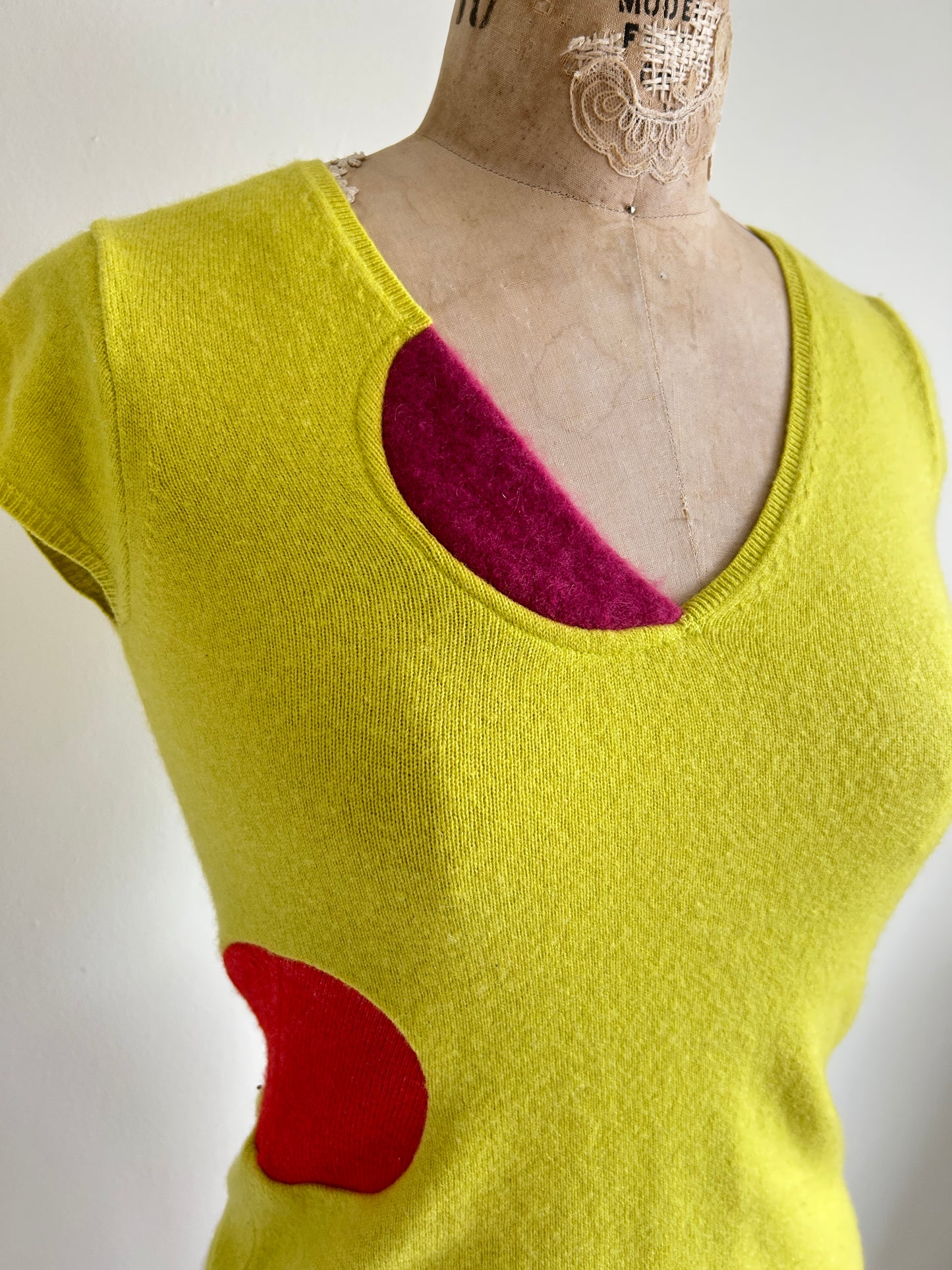 Abstract Art Patched Upcycled Cashmere Size XS #ART1