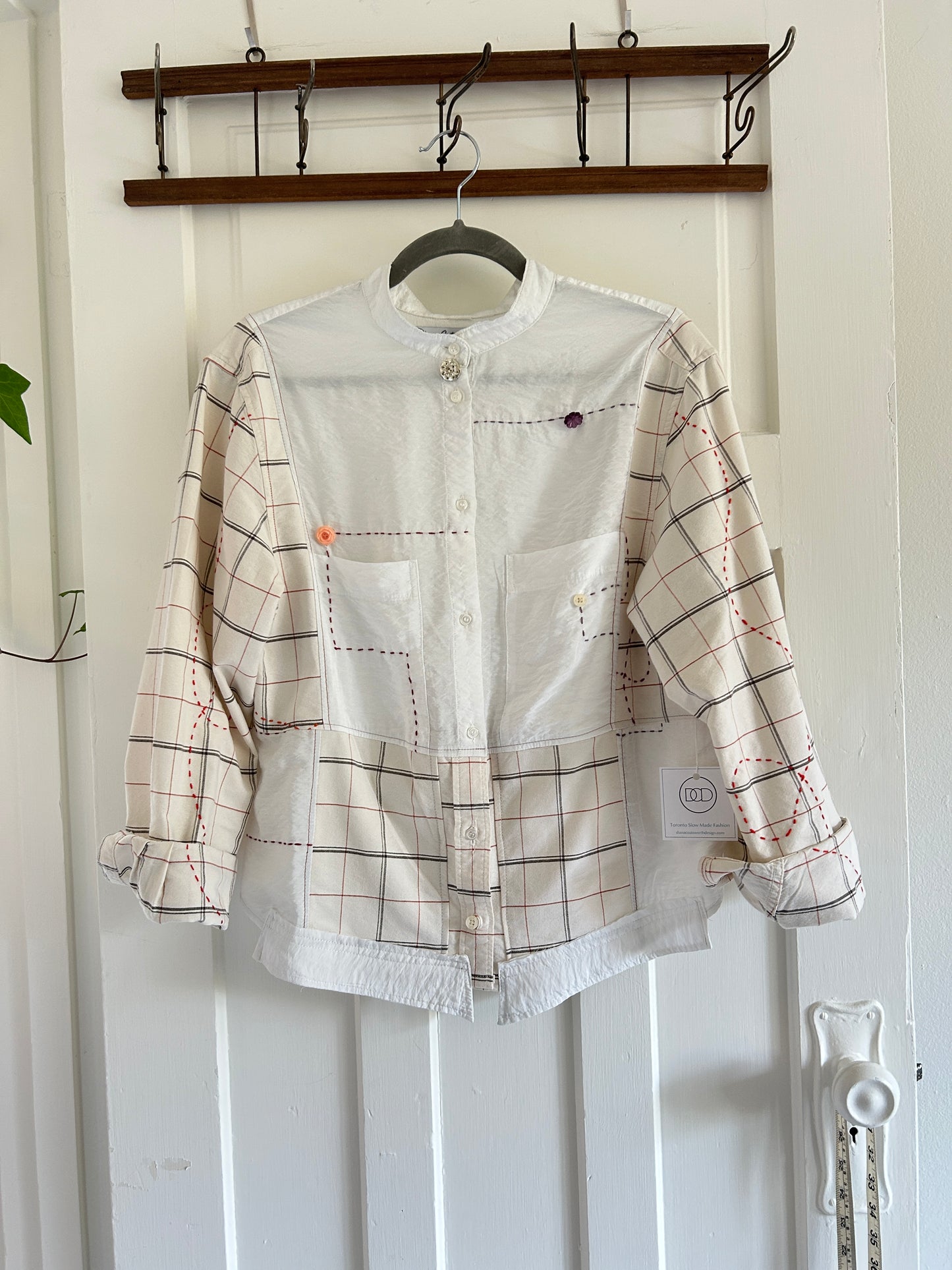 Reworked “Tuxedo Workwear” Buttondown Shirt with Handstitching M/L #TBML5