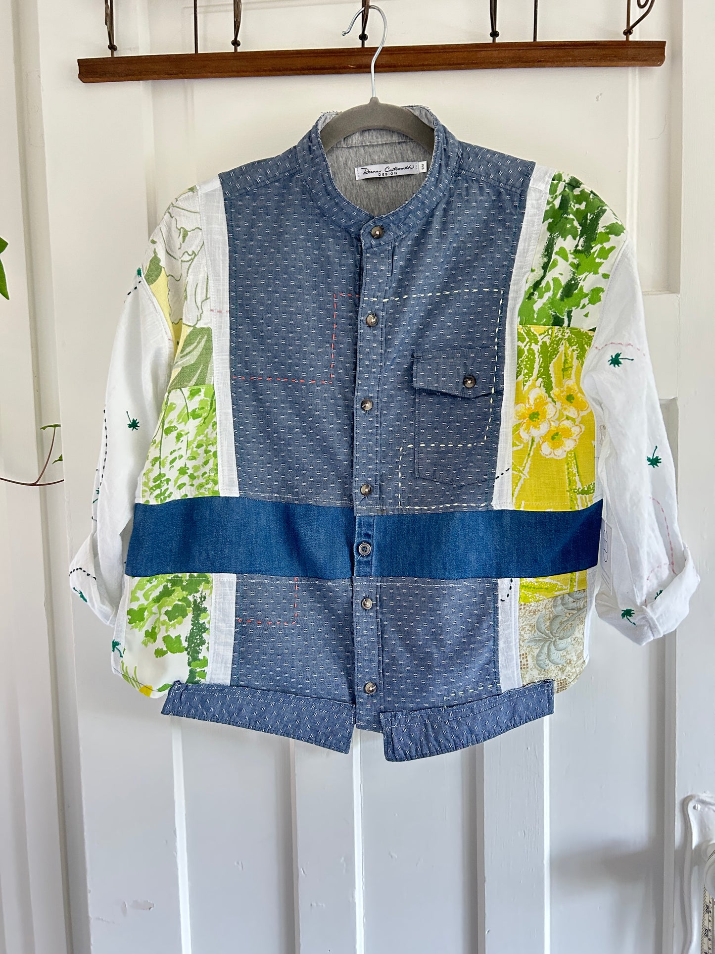 Reworked “Tuxedo Workwear” Buttondown Shirt with Handstitching S/M #TBSM1