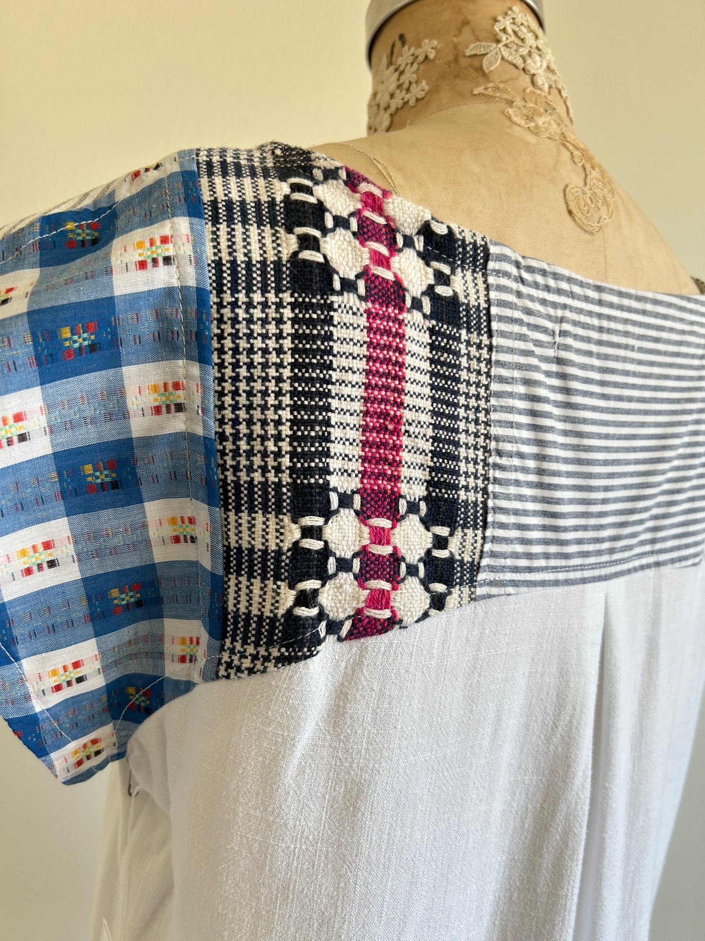 Peony Top - One of a Kind Upcycled & Vintage Cotton & Linen Size L #PEO26