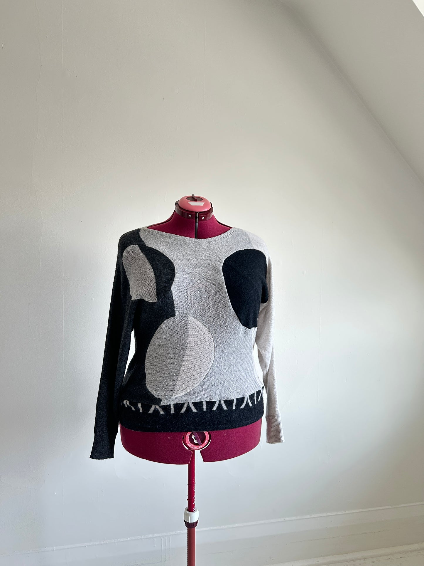 Abstract Art Patched Upcycled Cashmere Sweater 2X/3X #CAS23X24