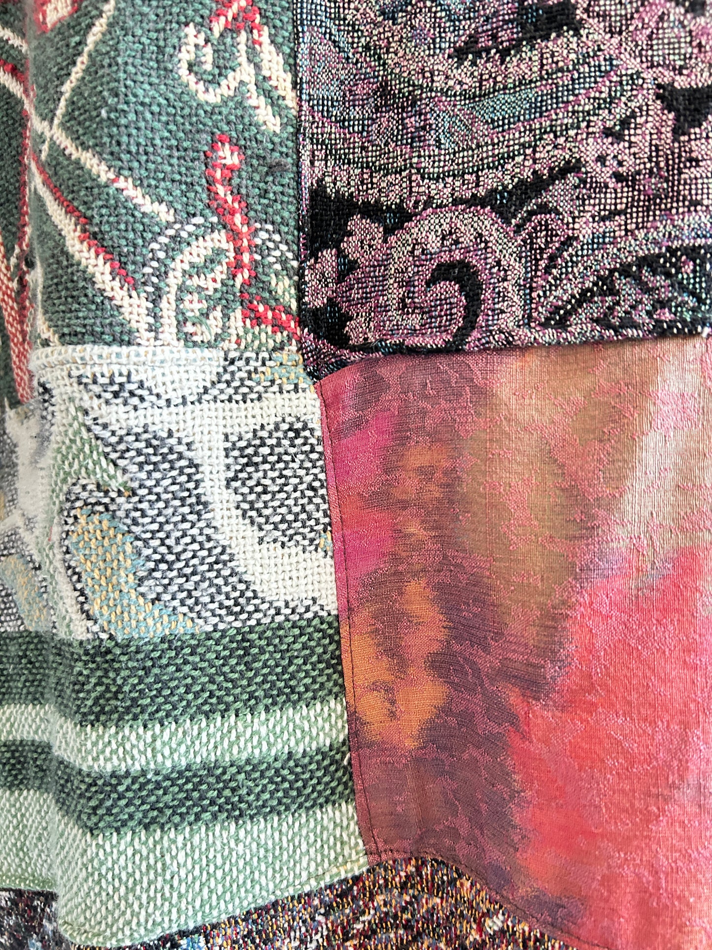 Vivianne Jacket with Upcycled Throw & Afghan Knit Blanket Patchwork Size 2X/3X #CVJT23X16