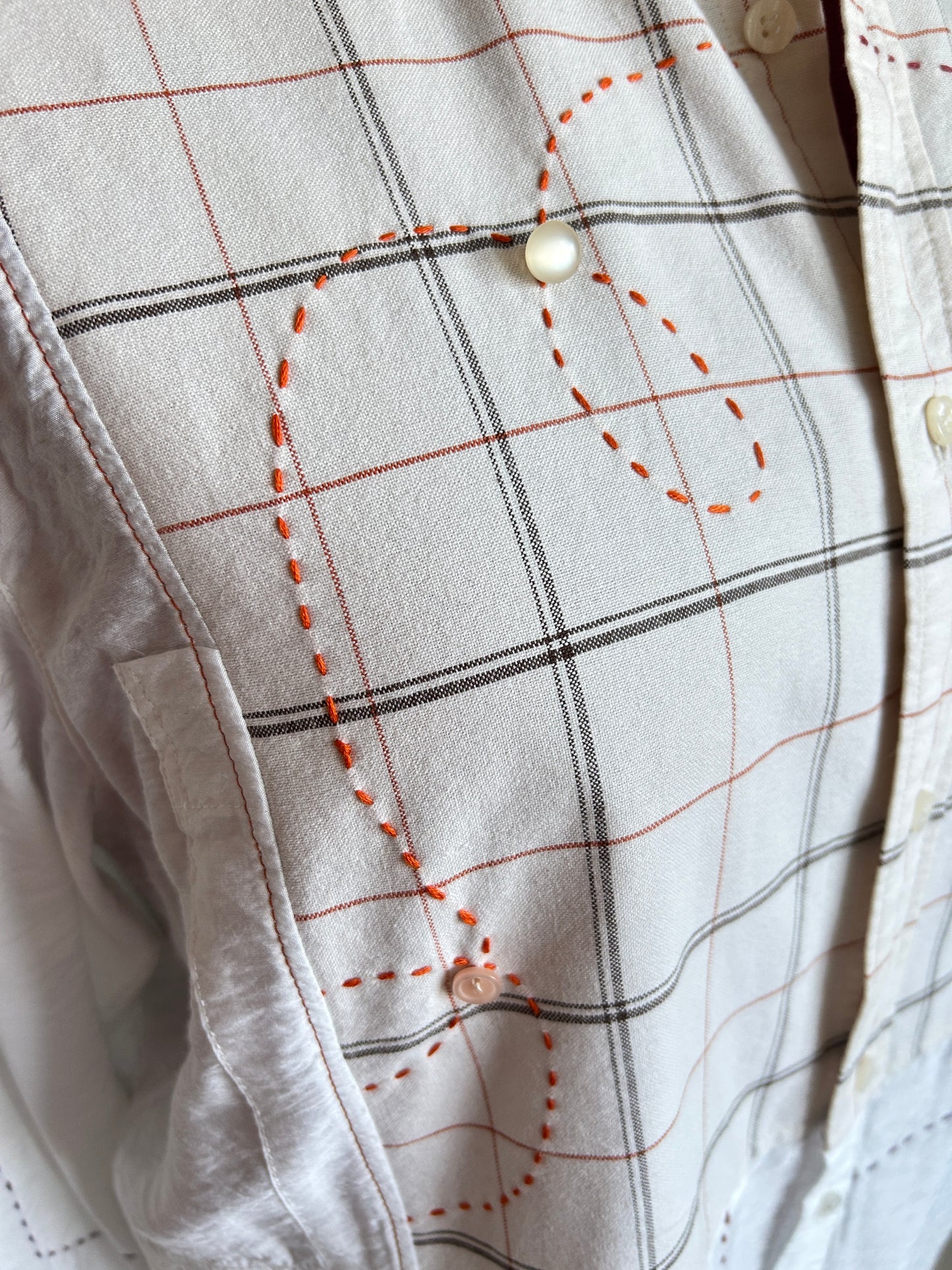Reworked “Tuxedo Workwear” Buttondown Shirt with Handstitching 2X #TB23X8
