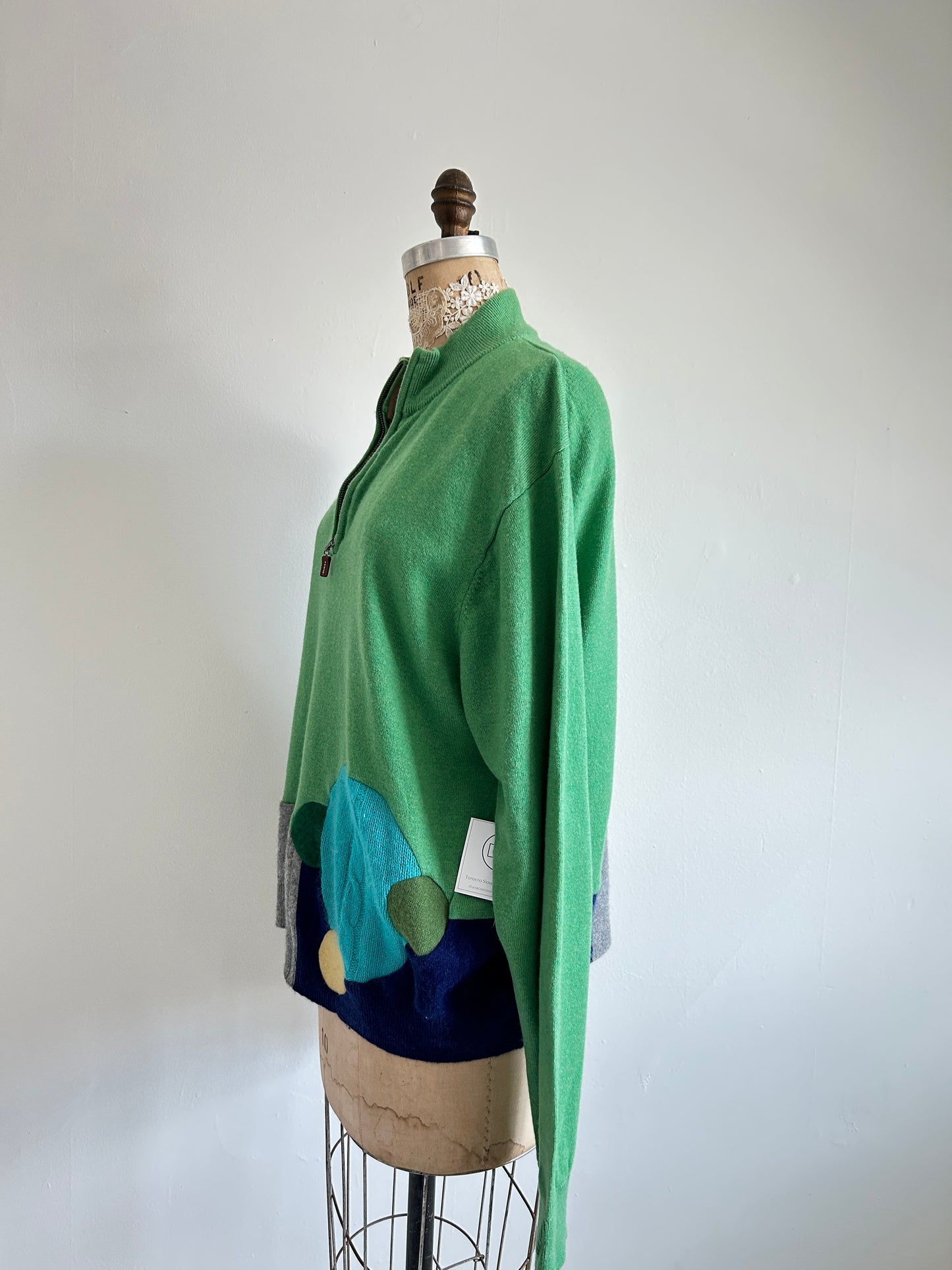 Abstract Art Patched Upcycled Cashmere Sweater 2X/3X #CAS23X20