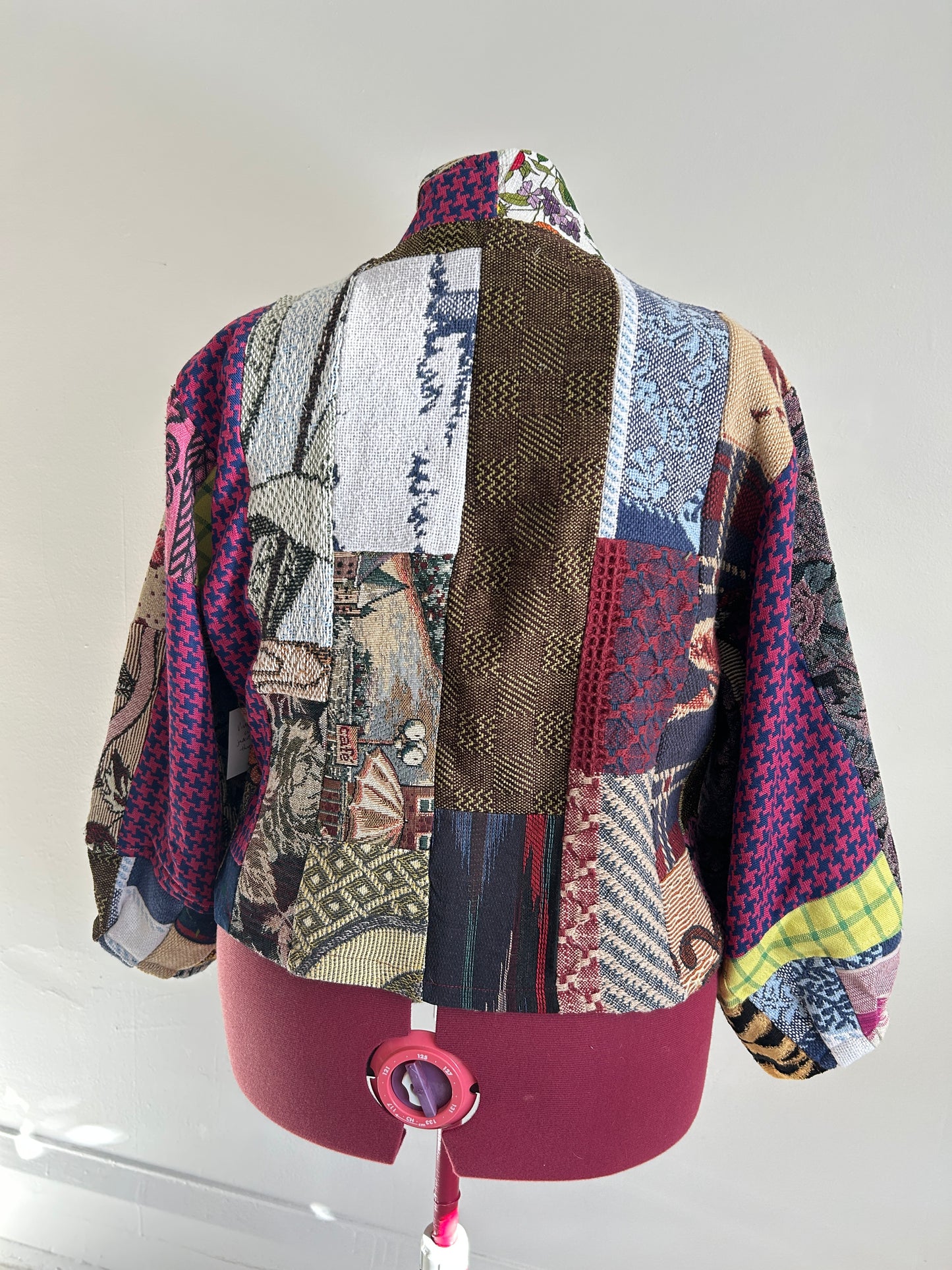 Vivianne Cropped Jacket with Upcycled Throw Blanket Patchwork Size 2X/3X #VIVT13