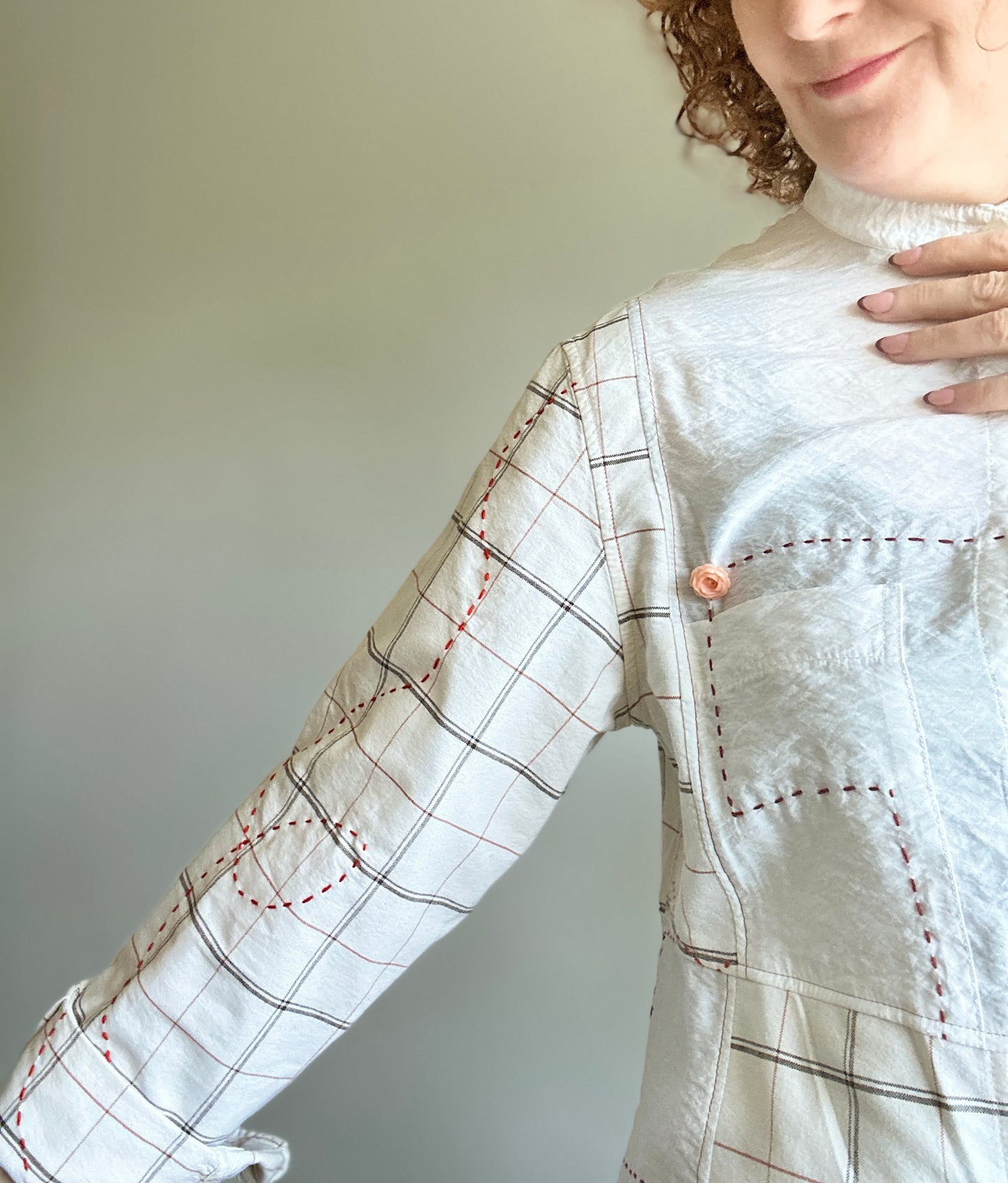 Reworked “Tuxedo Workwear” Buttondown Shirt with Handstitching M/L #TBML5