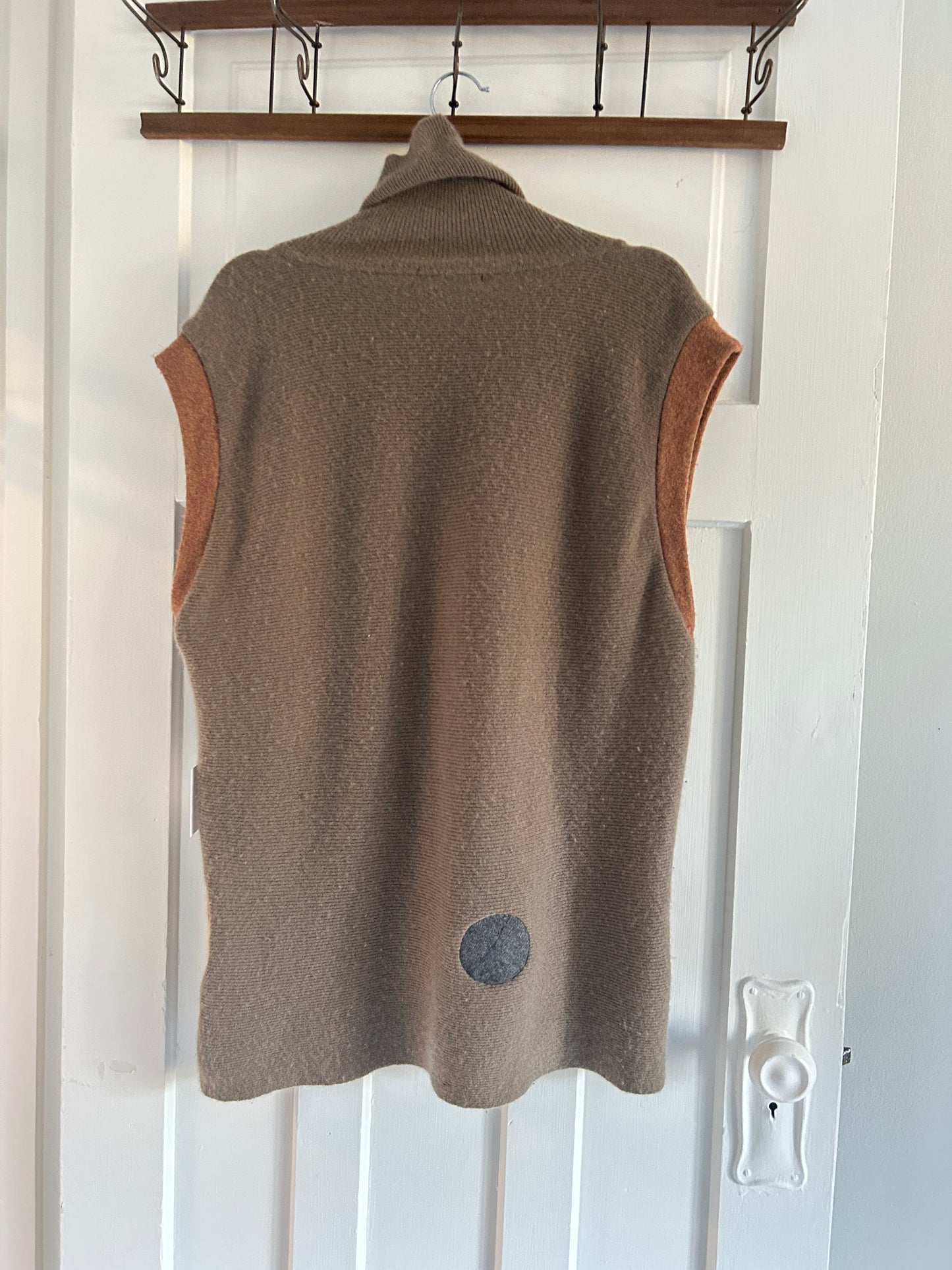 Abstract Art Patched Upcycled Cashmere Vest Size XL/2X #ARTV18