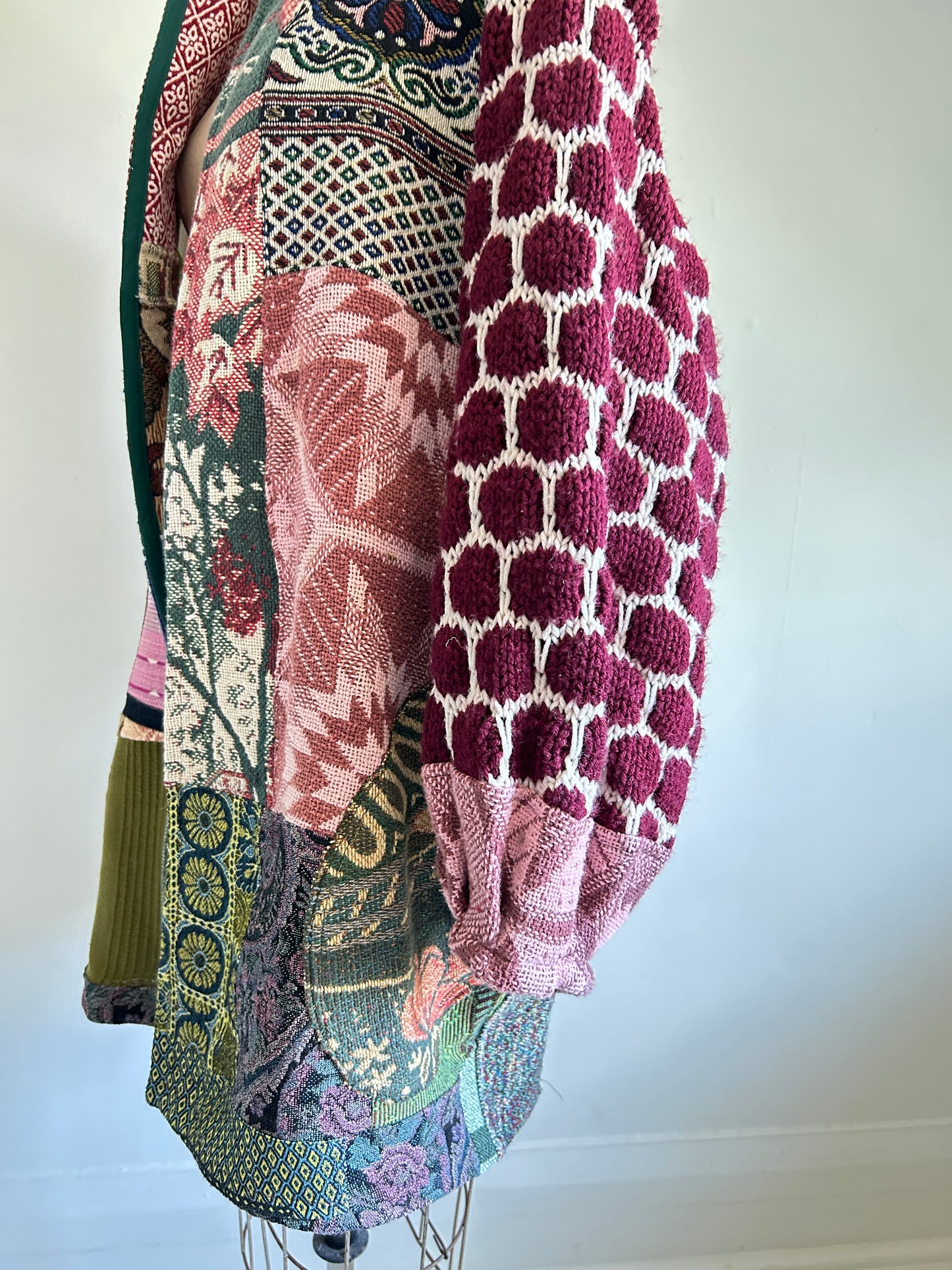 Vivianne Jacket with Upcycled Throw & Afghan Knit Blanket Patchwork Size 2X/3X #CVJT23X16
