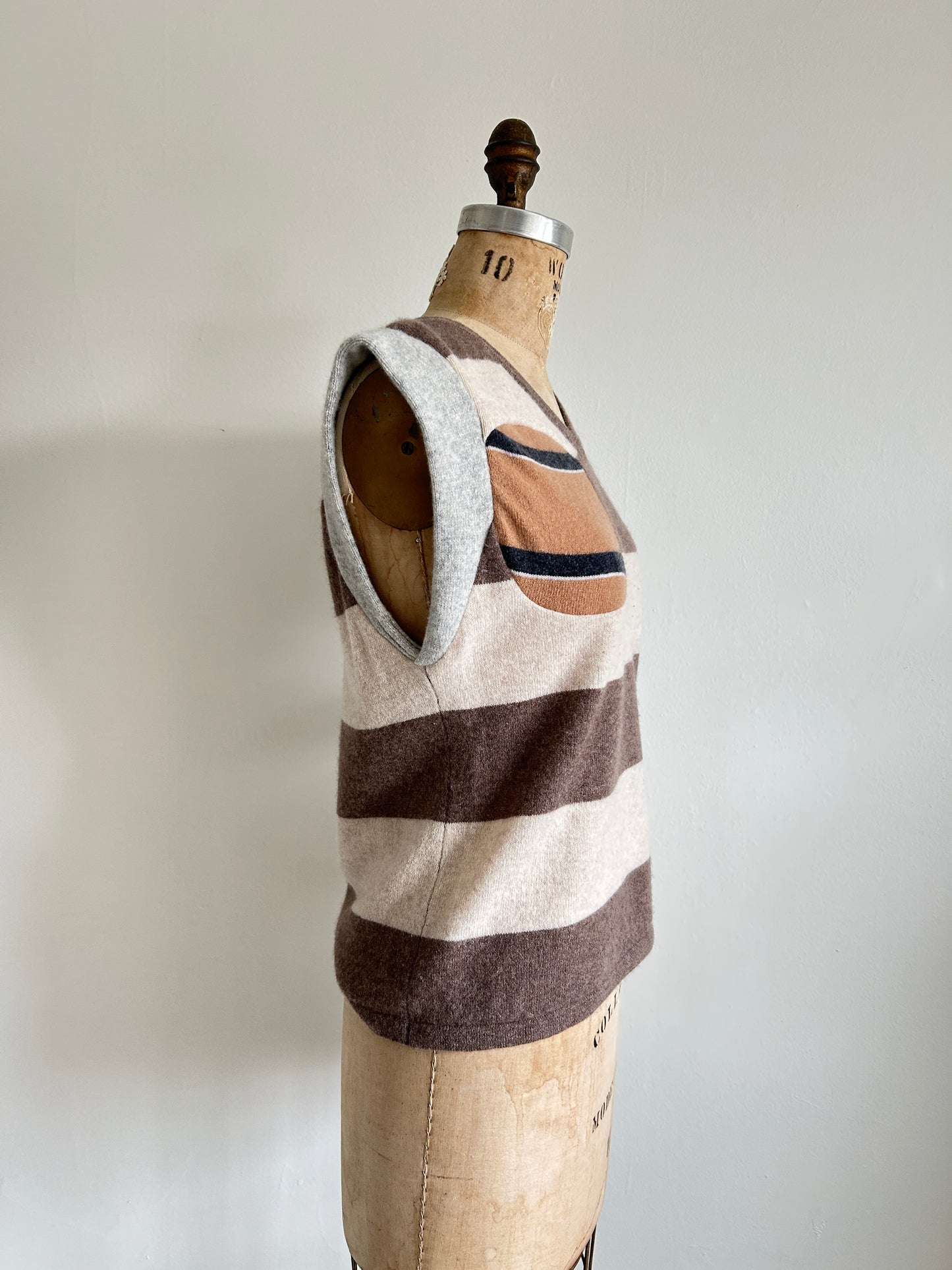 Abstract Art Patched Upcycled Cashmere Vest Size M/L #ARTV9