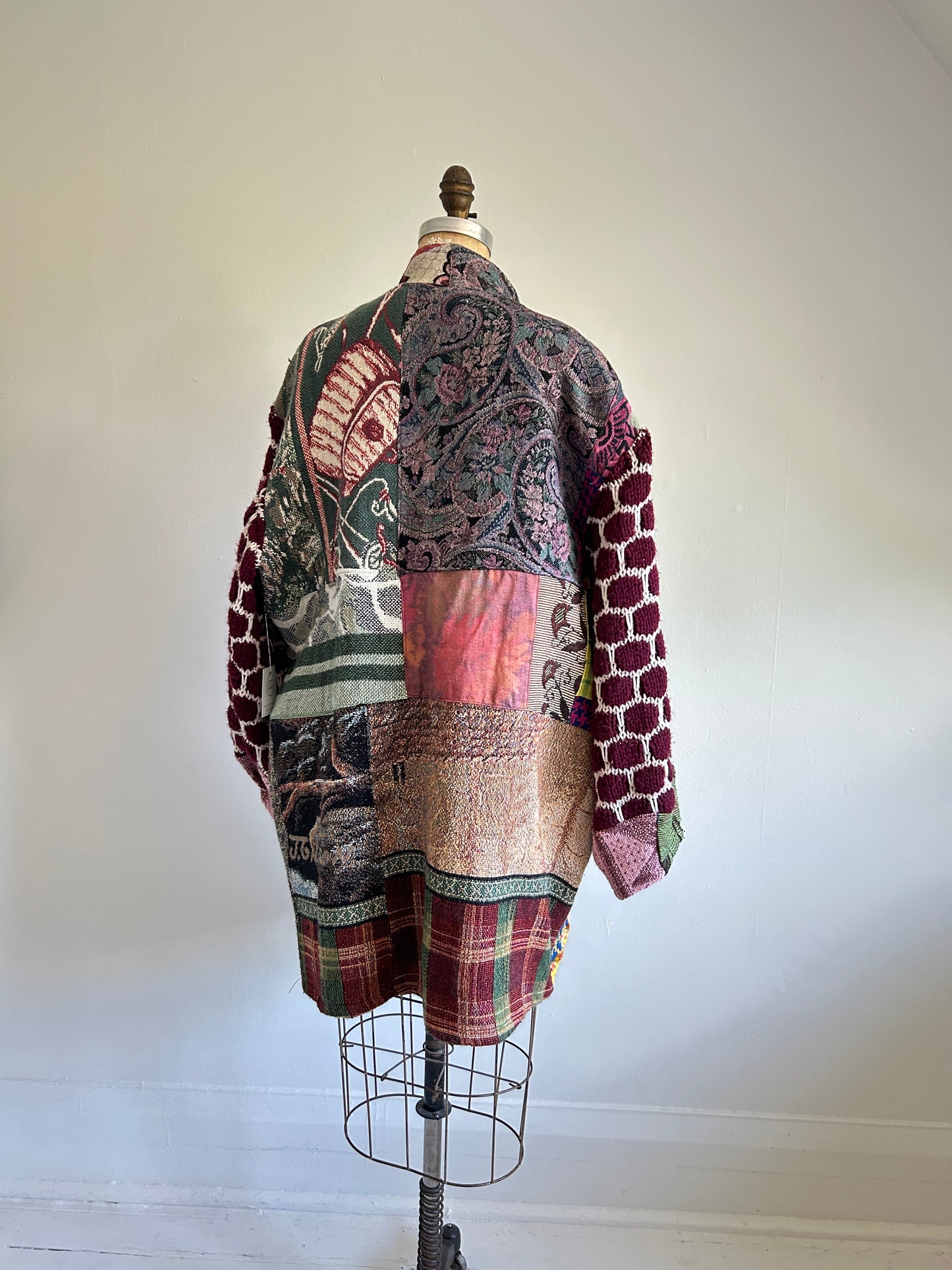 Vivianne Jacket with Upcycled Throw & Afghan Knit Blanket Patchwork Size 2X/3X #CVJT23X16