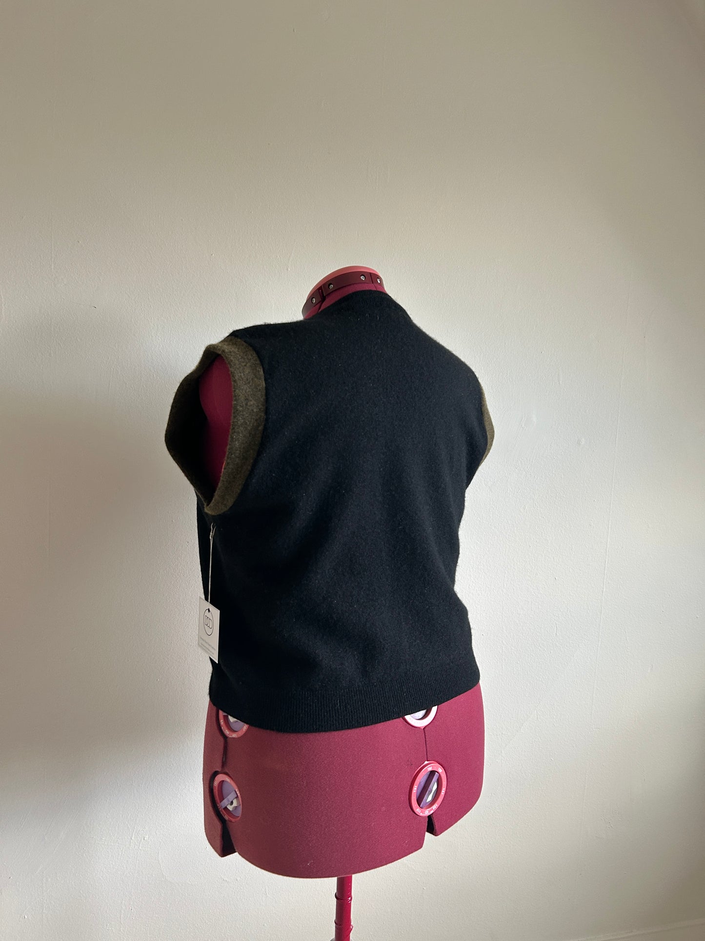 Abstract Art Patched Upcycled Cashmere Vest Size 2X/3X #CAV23X33