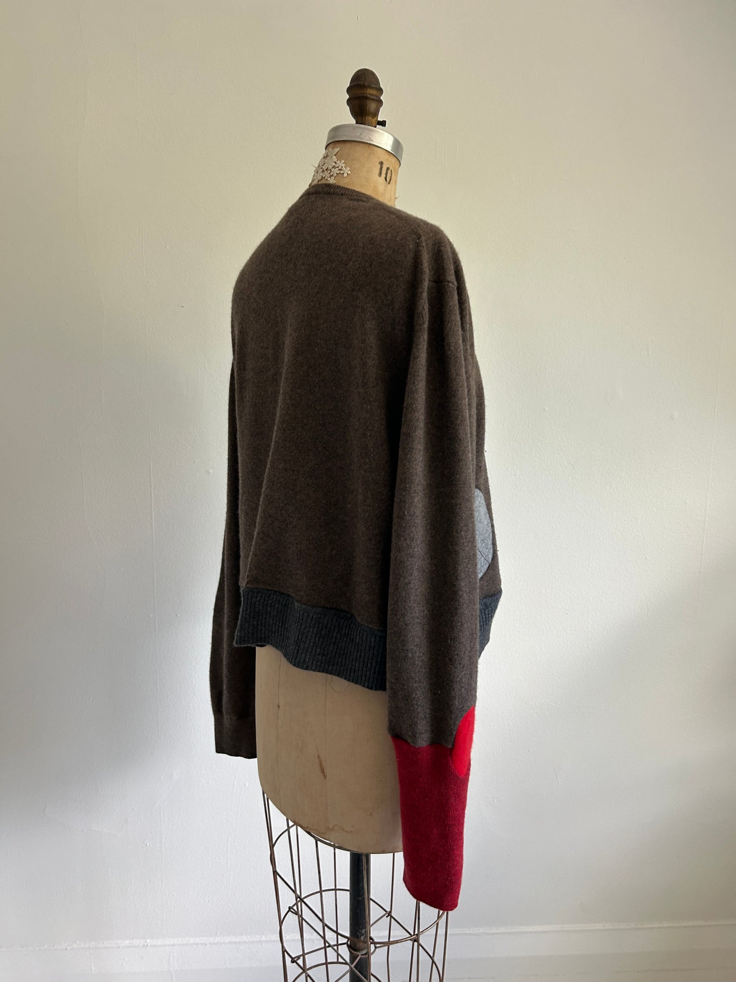 Abstract Art Patched Upcycled Cashmere Sweater 2X/3X #ART11
