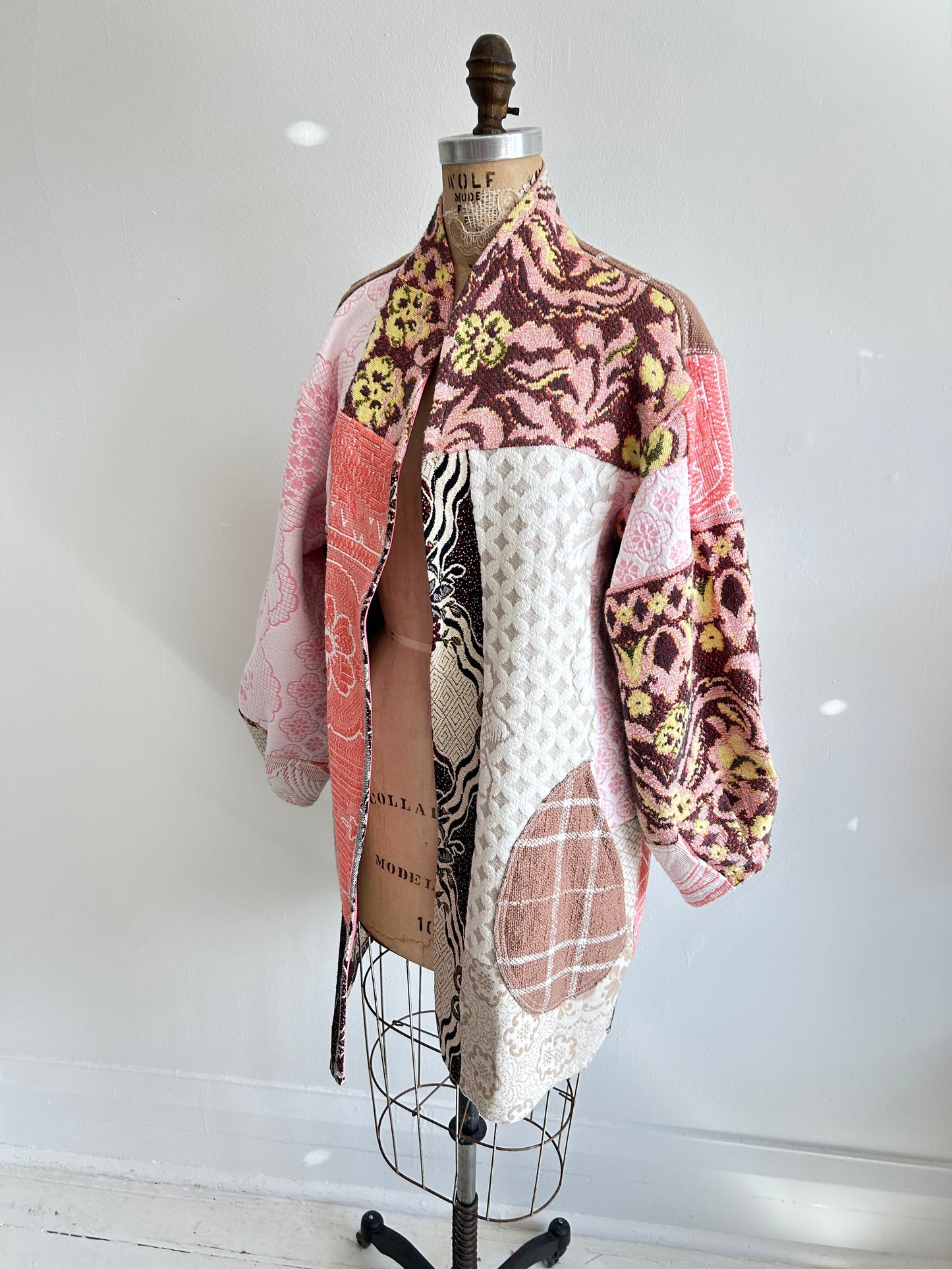 Vivianne Jacket with Upcycled Woven Throw Patchworked Size M/L #VIVT4