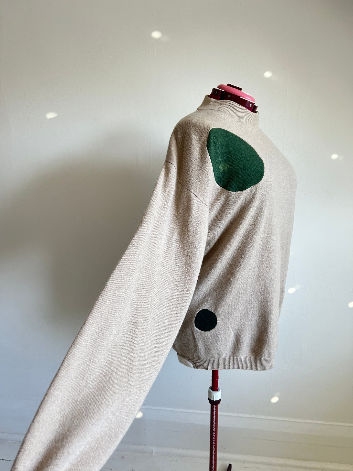 Abstract Art Patched Upcycled Cashmere Sweater 3X Tall #CAS3X4