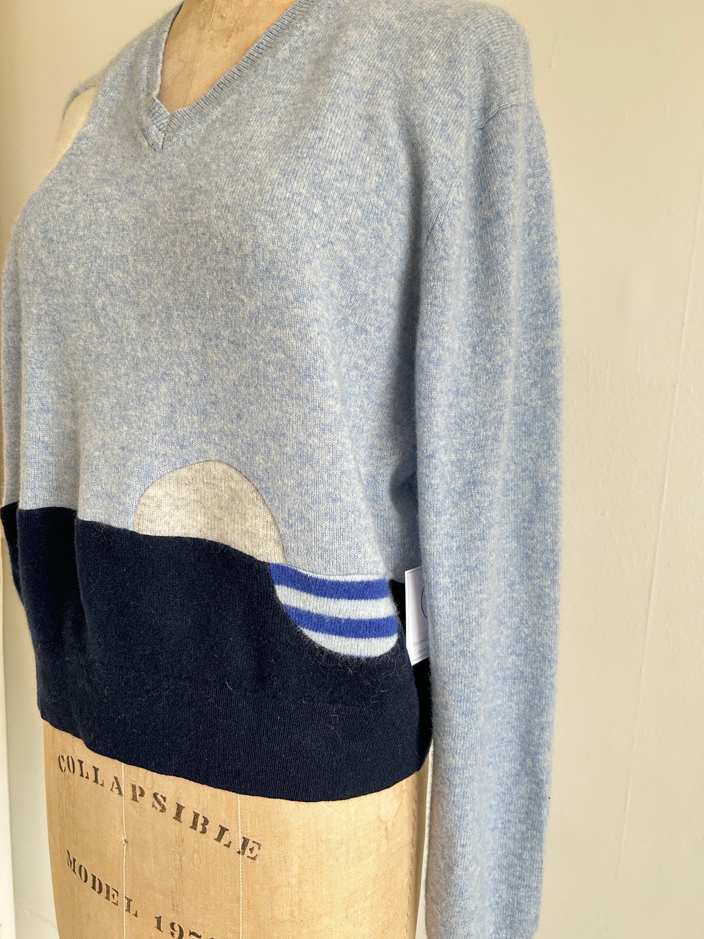 Abstract Art Patched Upcycled Cashmere Sweater L/XL #ART21
