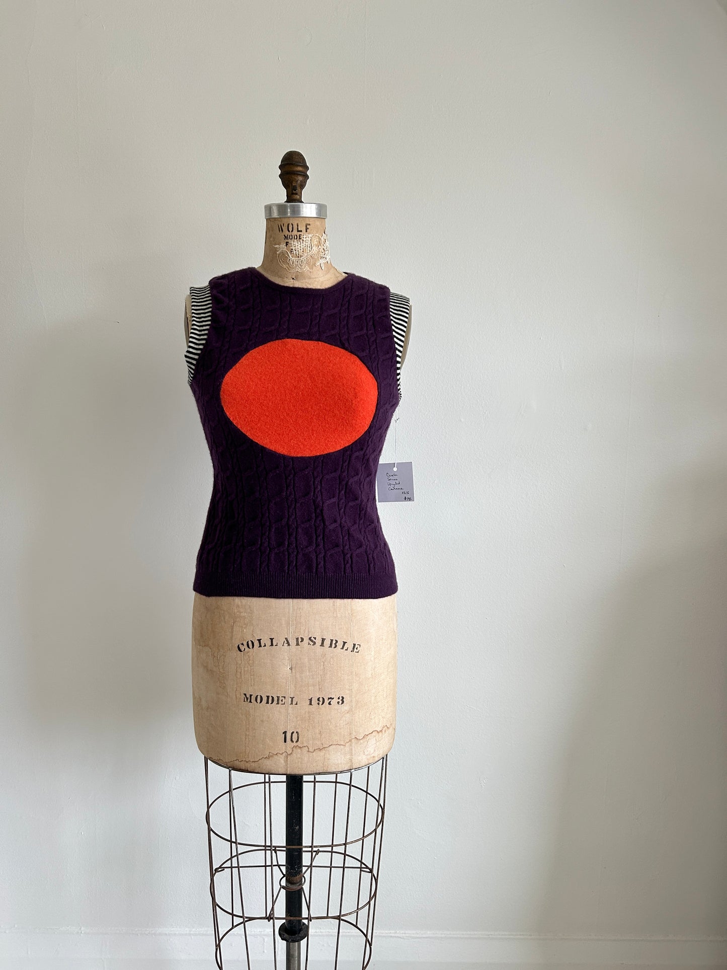 Abstract Art Patched Upcycled Cashmere Vest Size XS/S #ARTV13