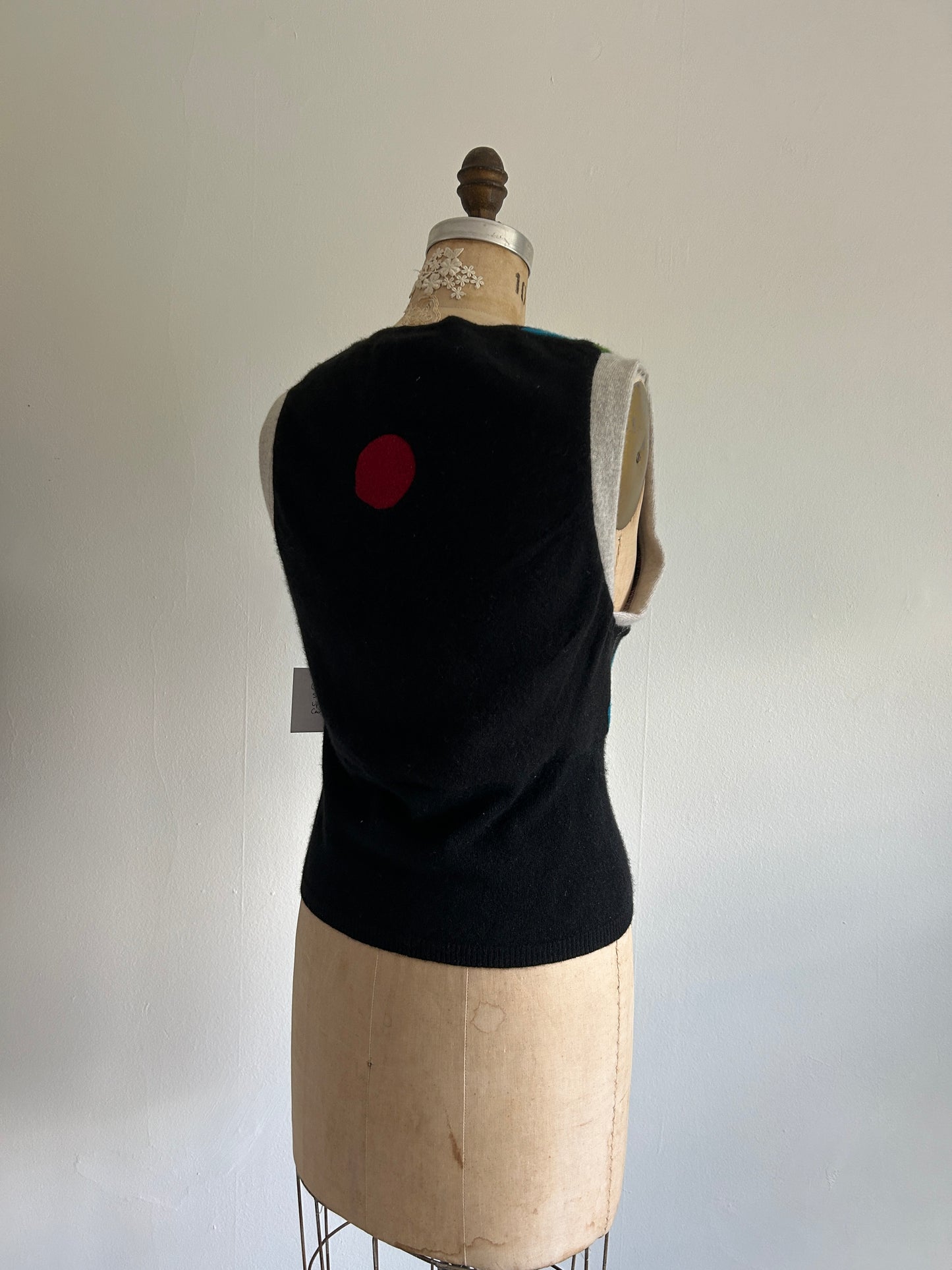 Abstract Art Patched Upcycled Cashmere Vest Size XS/S #ARTV13