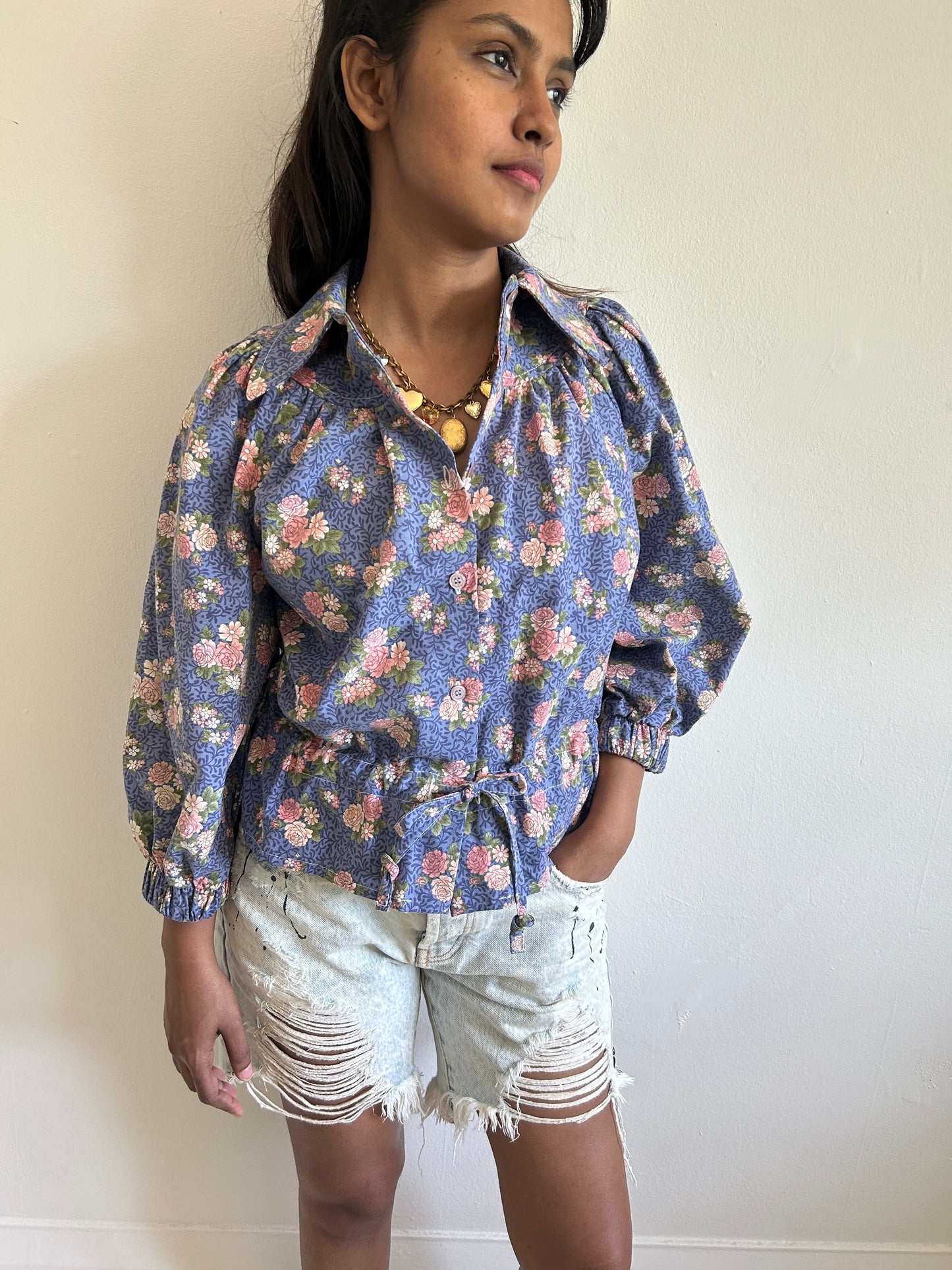 Jorgen Blouse - One of a Kind Upcycled Cotton Buttondown Size XS #JOR1