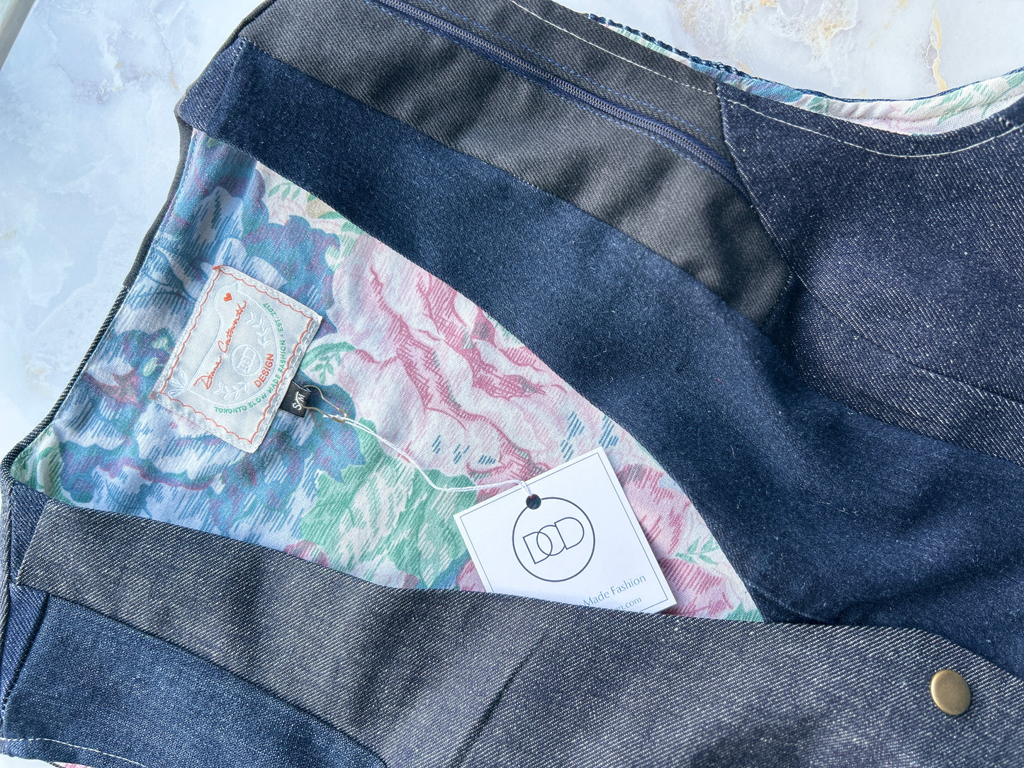 Leni Reclaimed Patchwork Denim Vest with Cotton Lining S/M #LENI5