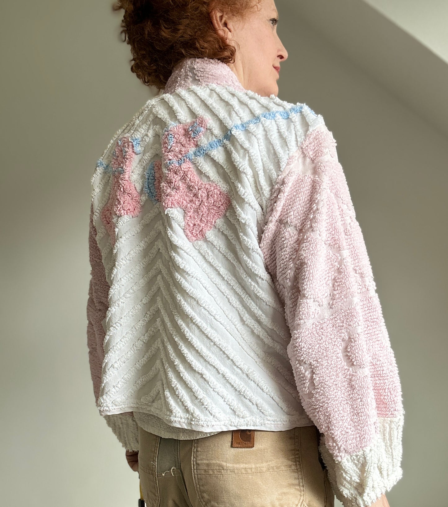 Vivianne Cropped Jacket with Upcycled Vintage Chenille Size M/L #CVCCHML100