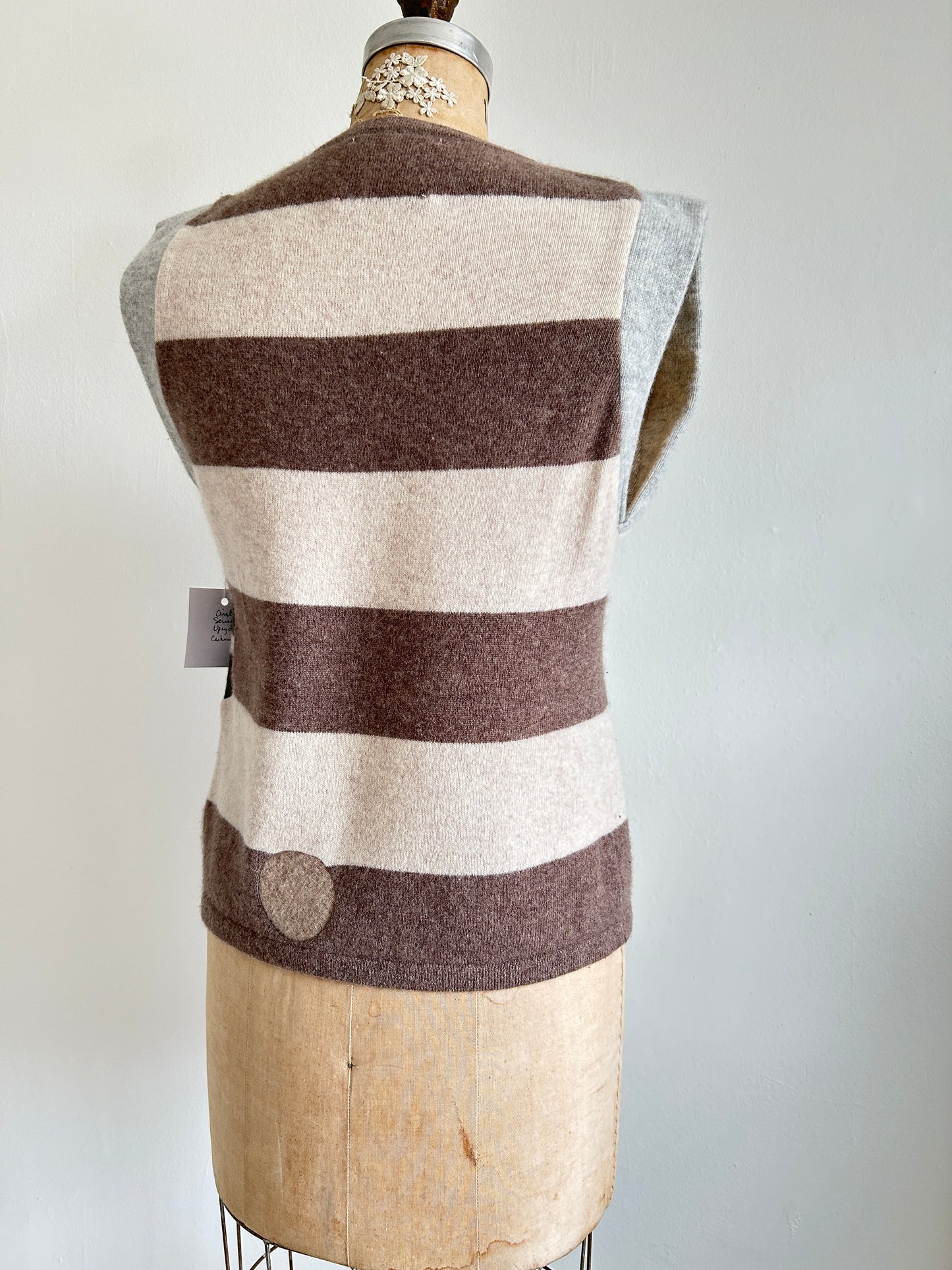 Abstract Art Patched Upcycled Cashmere Vest Size M/L #ARTV9