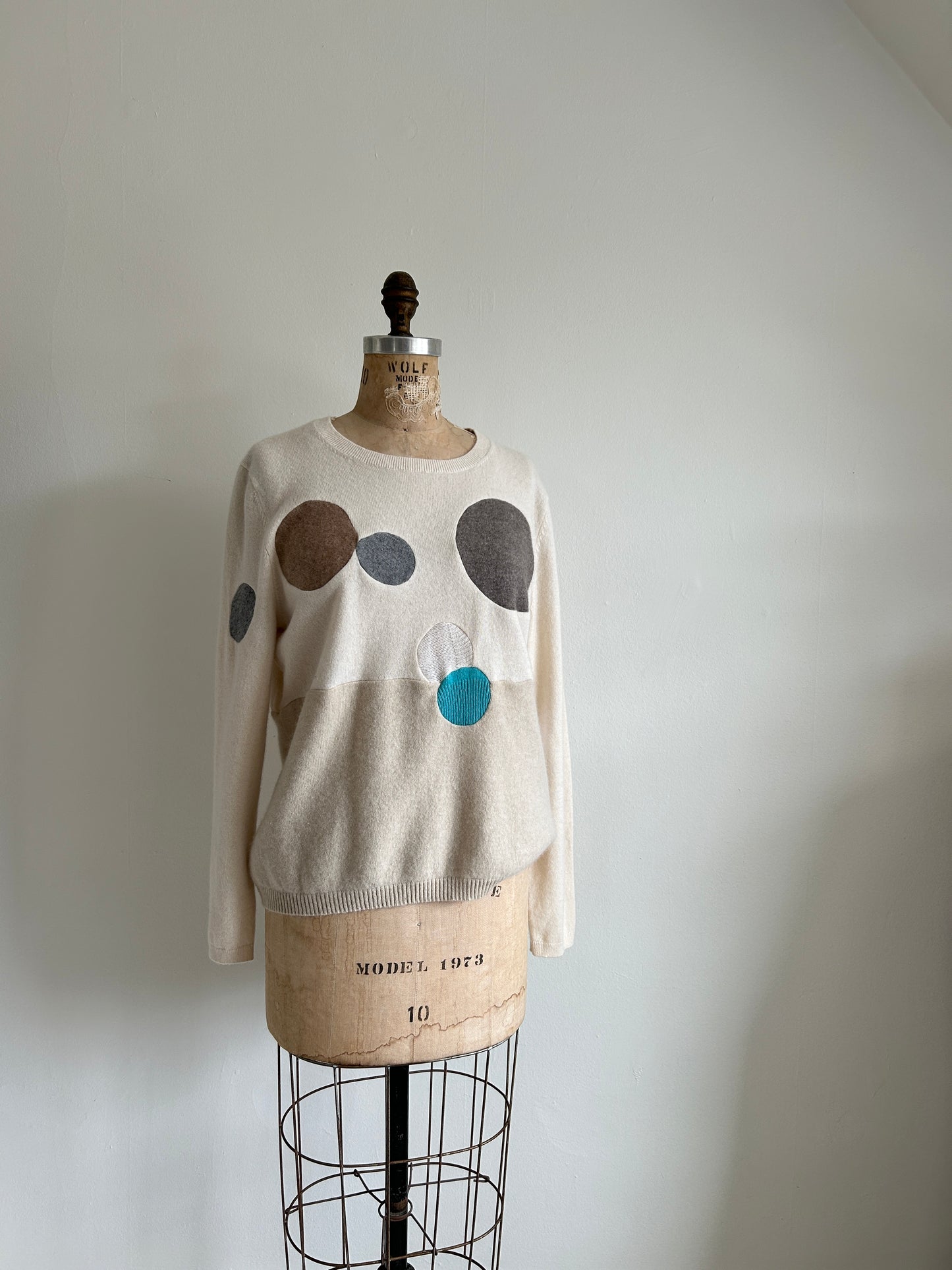Abstract Art Patched Upcycled Cashmere Sweater L/XL #ART16