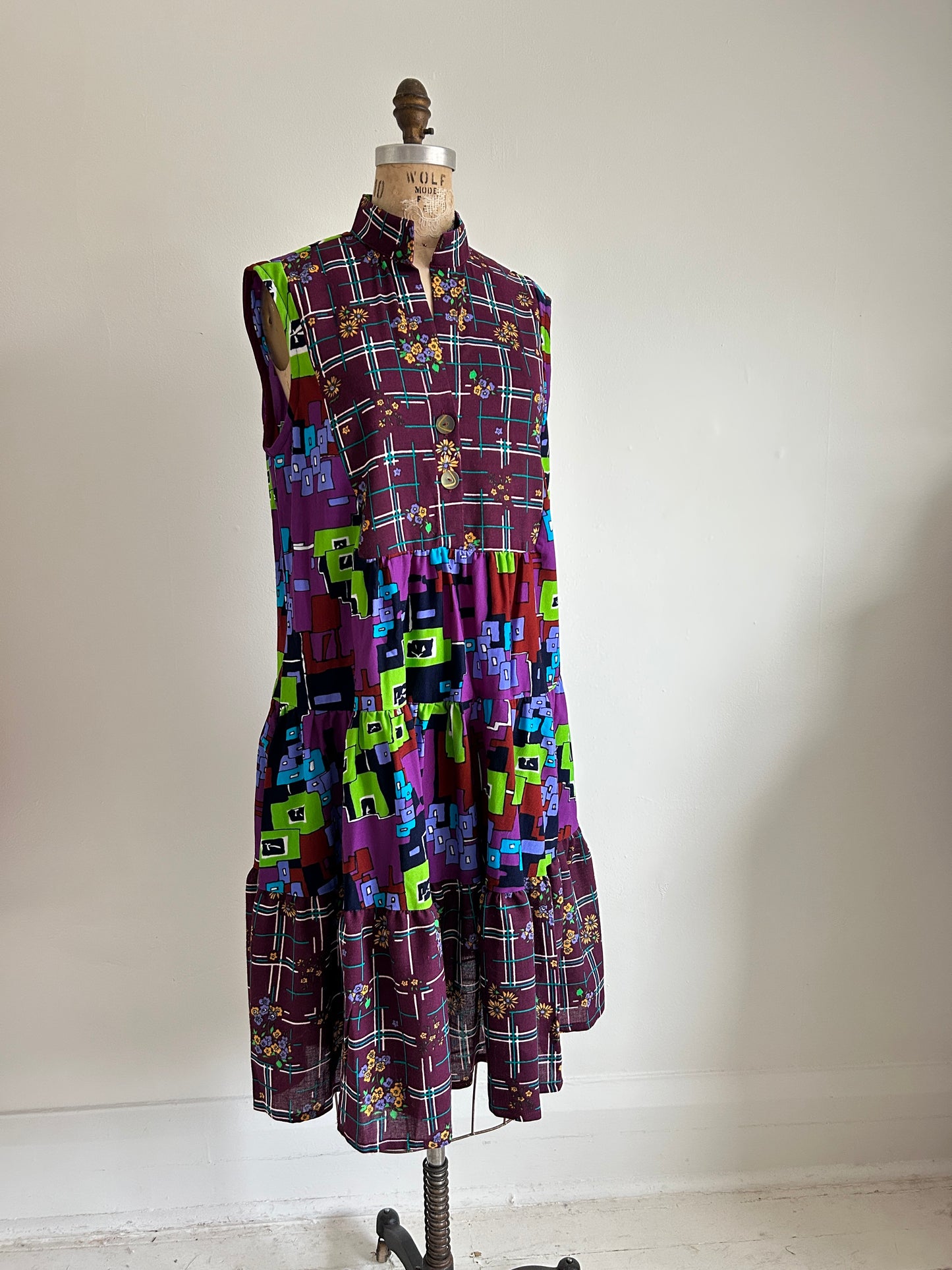 Carrie Dress - One of a Kind Upcycled & Vintage Textiles Size L/XL #CAR19