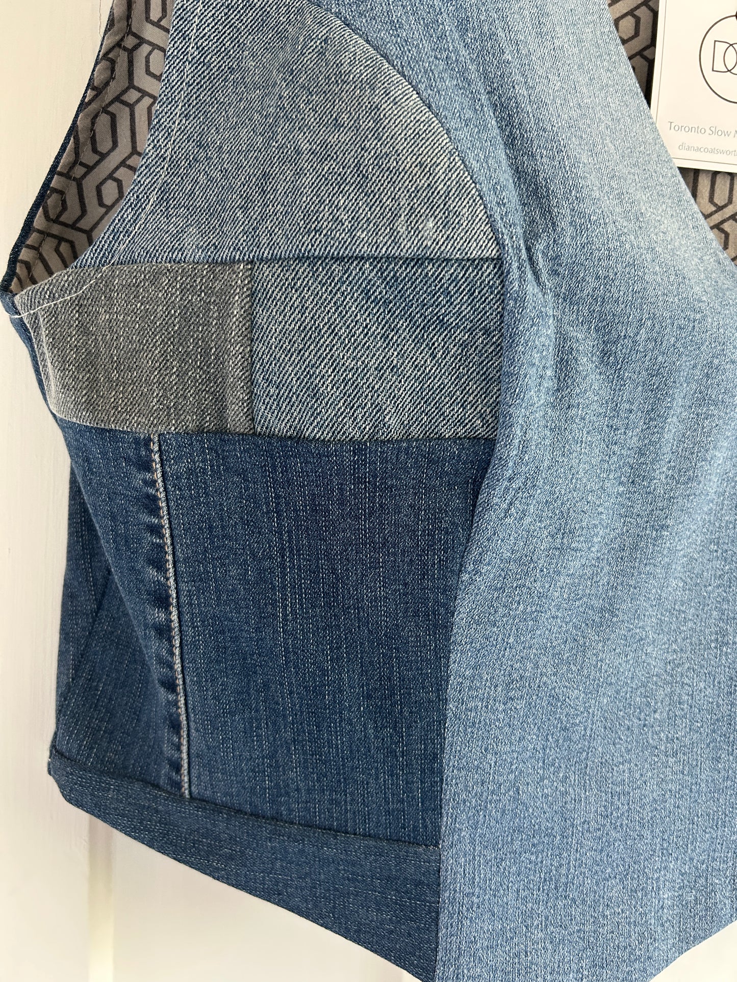 Leni Reclaimed Patchwork Denim Vest with Cotton Lining 2X #LENI10