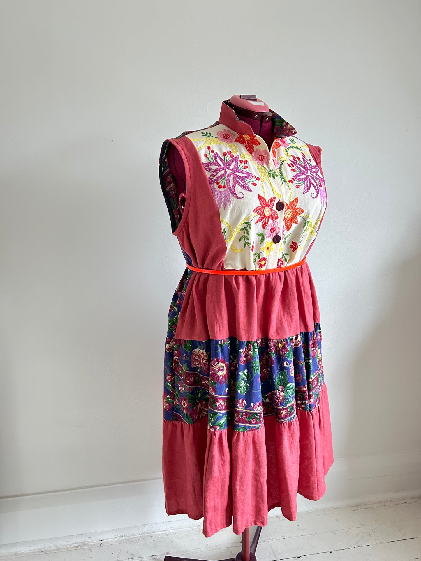 Carrie Dress - One of a Kind Vintage Cotton & Linen Textiles Size 2X/3X #CAR14