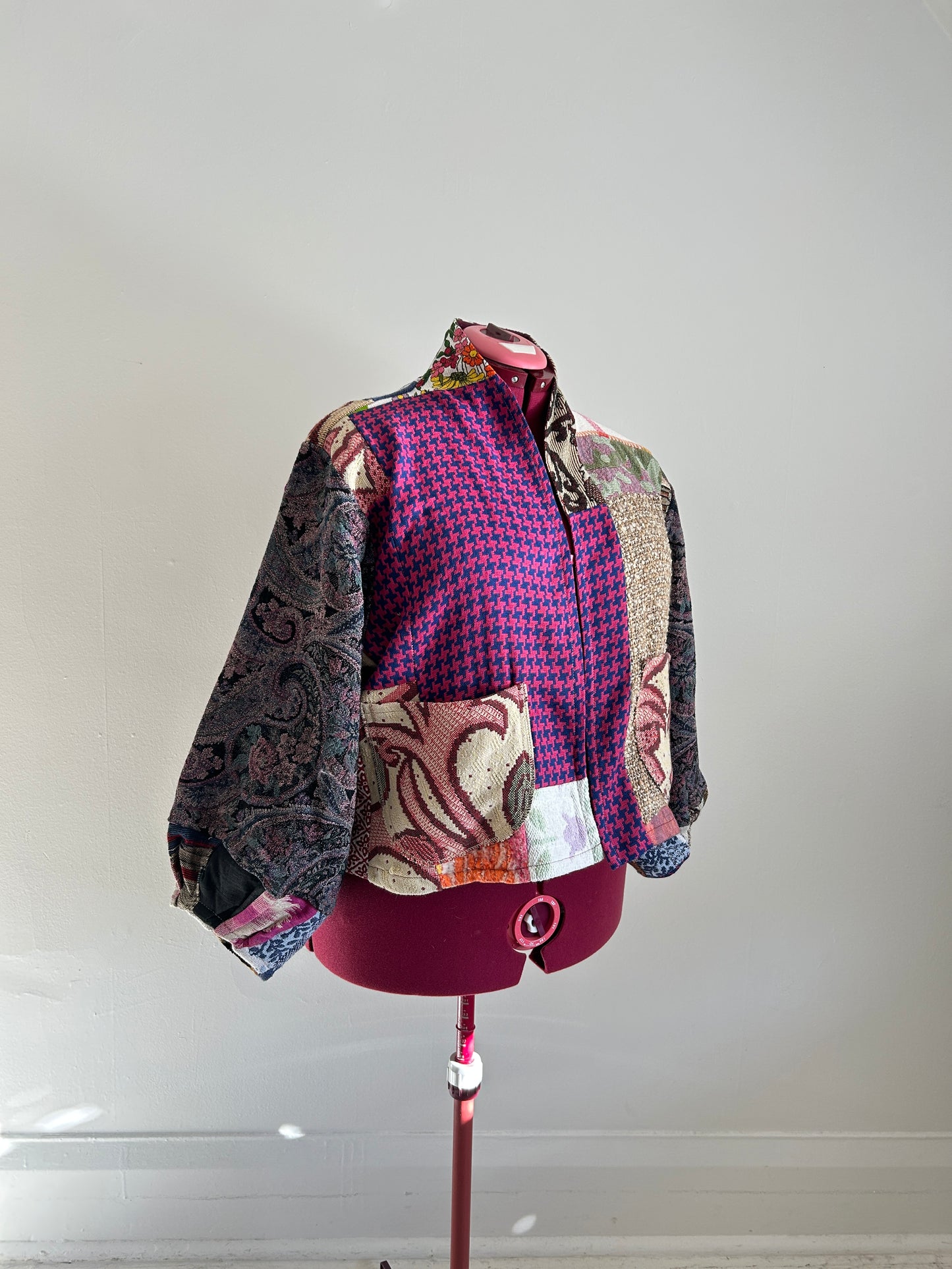 Vivianne Cropped Jacket with Upcycled Throw Blanket Patchwork Size 2X/3X #VIVT13