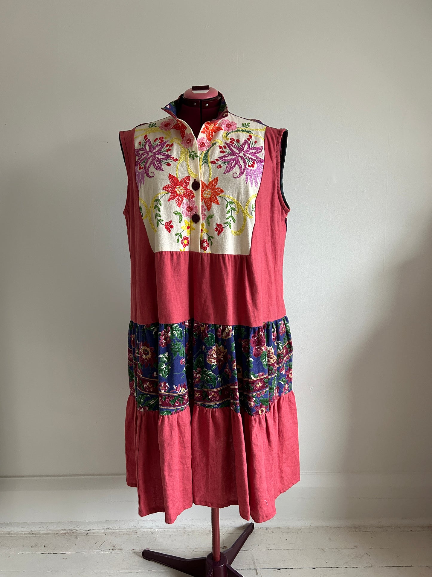 Carrie Dress - One of a Kind Vintage Cotton & Linen Textiles Size 2X/3X #CAR14