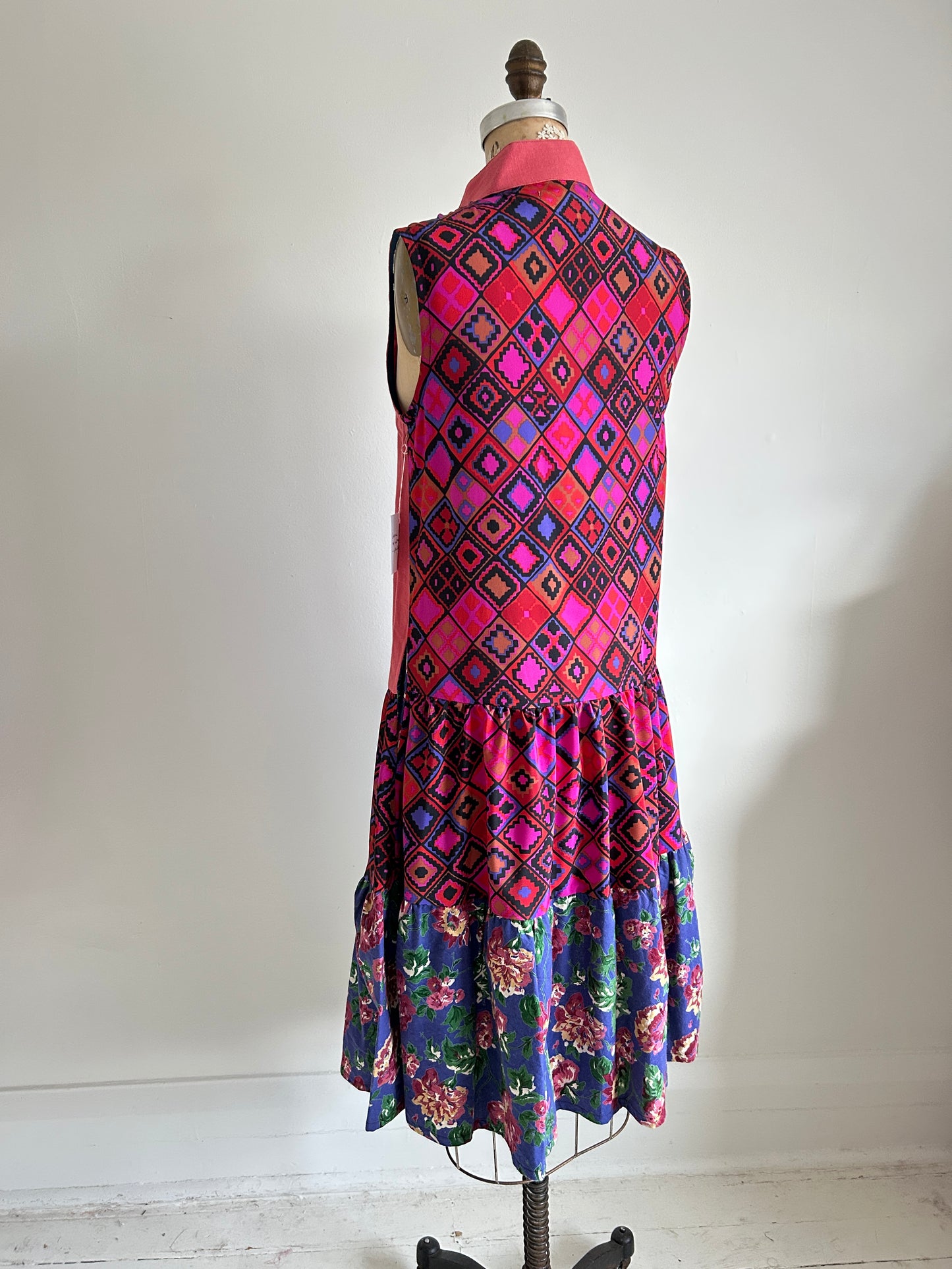 Carrie Dress - One of a Kind Upcycled & Vintage Textiles Size S/M #CAR12