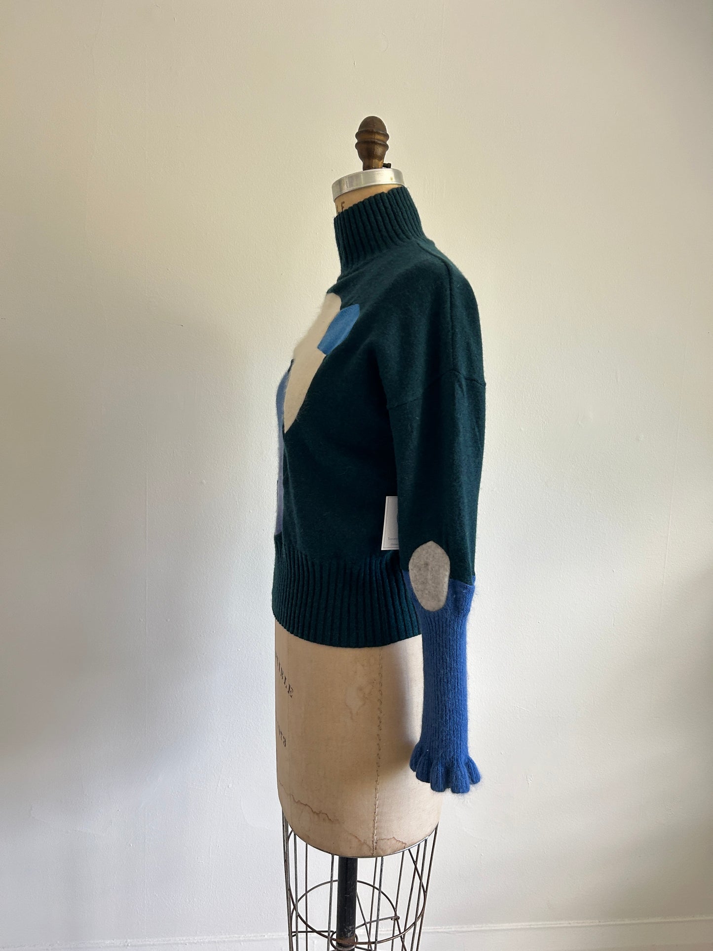 Abstract Art Patched Upcycled Cashmere Sweater S/M #ART28