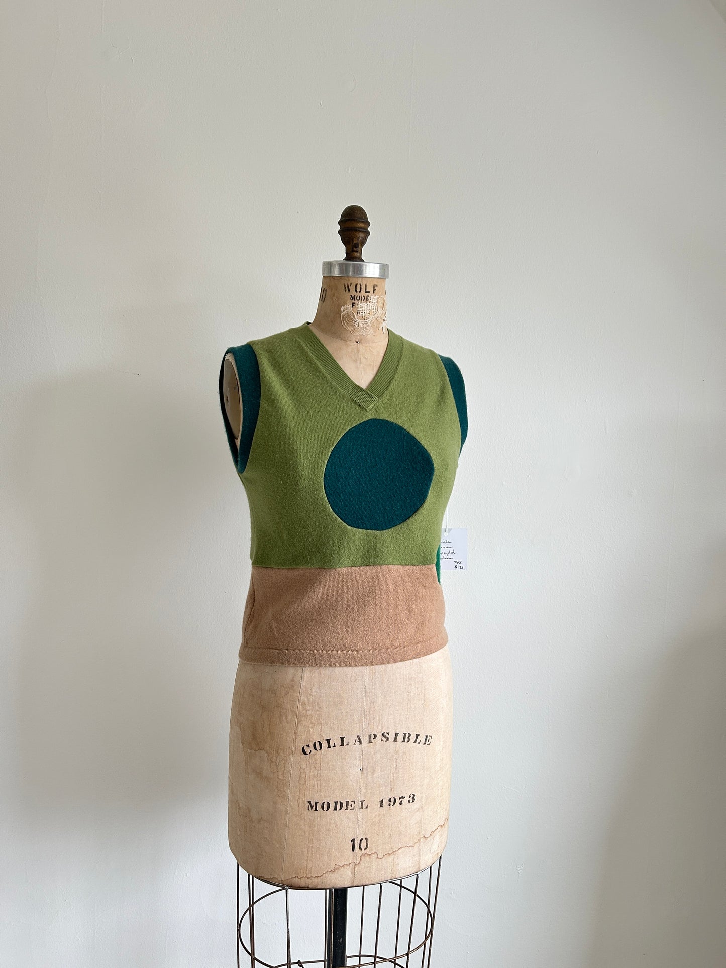 Abstract Art Patched Upcycled Cashmere Vest Size XS/S #ARTV10