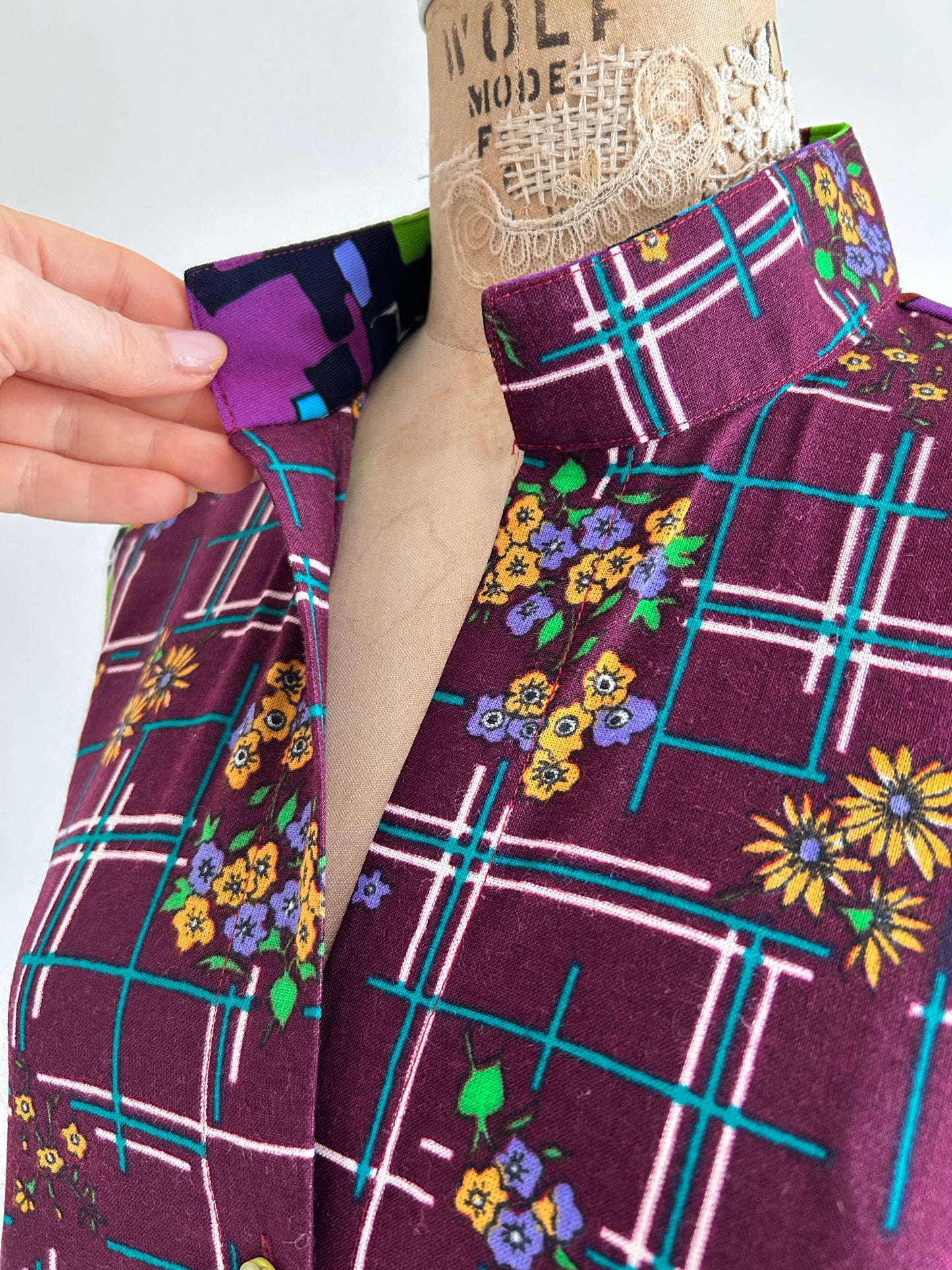 Carrie Dress - One of a Kind Upcycled & Vintage Textiles Size L/XL #CAR19