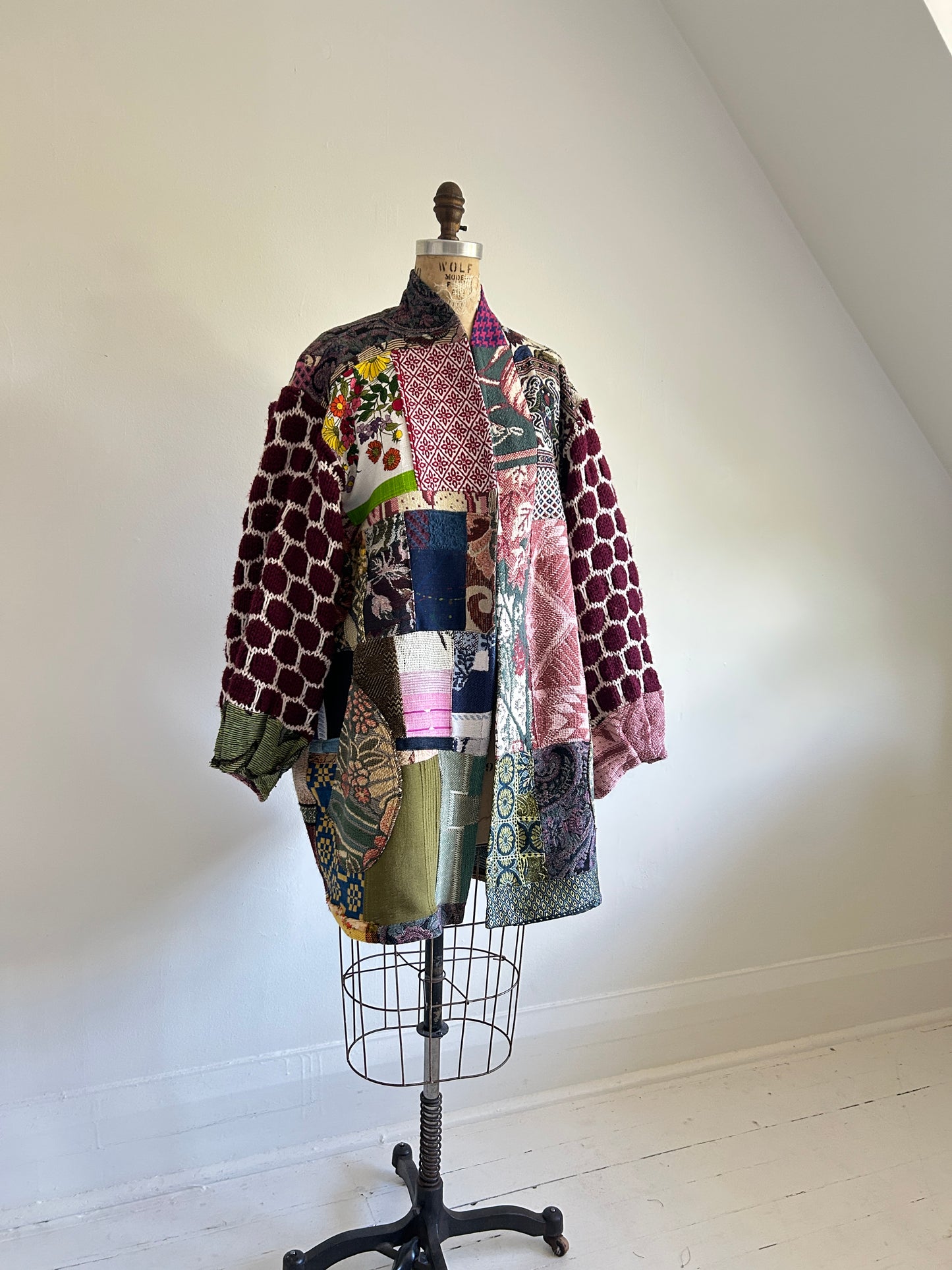 Vivianne Jacket with Upcycled Throw & Afghan Knit Blanket Patchwork Size 2X/3X #CVJT23X16