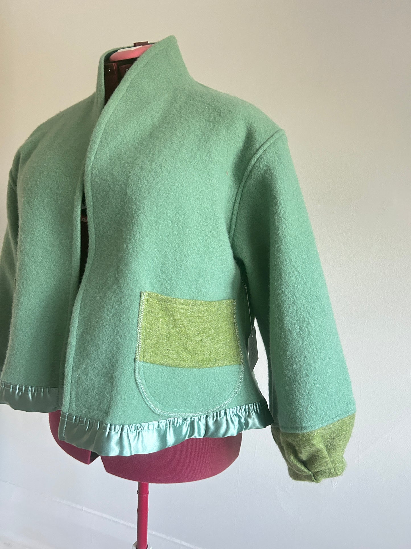 Vivianne Cropped Jacket with Upcycled Vintage Wool Size 2X/3X #VIVW9
