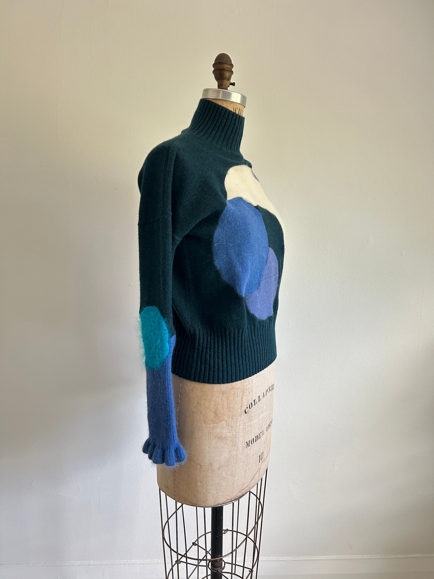 Abstract Art Patched Upcycled Cashmere Sweater S/M #ART28