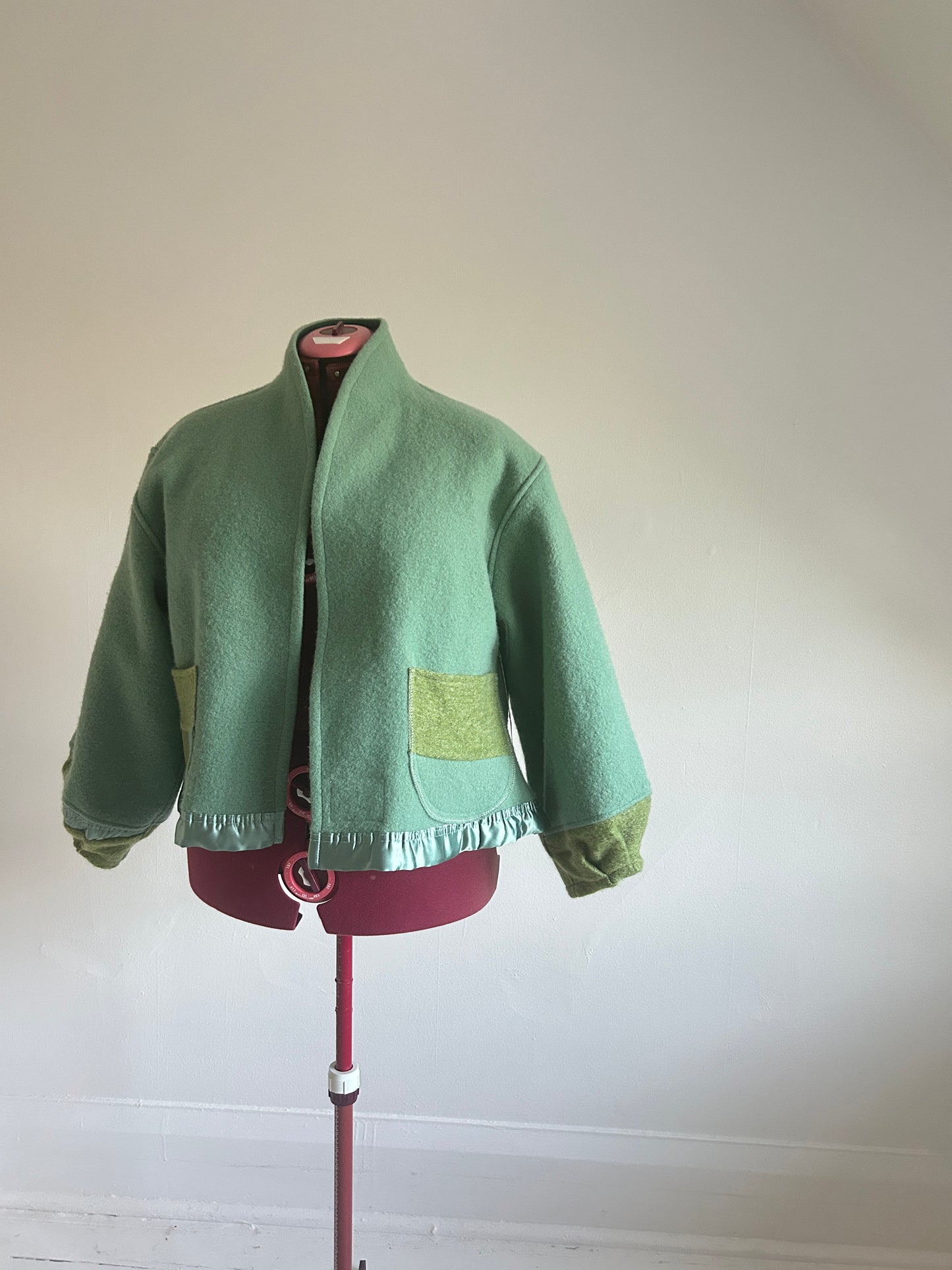 Vivianne Cropped Jacket with Upcycled Vintage Wool Size 2X/3X #VIVW9