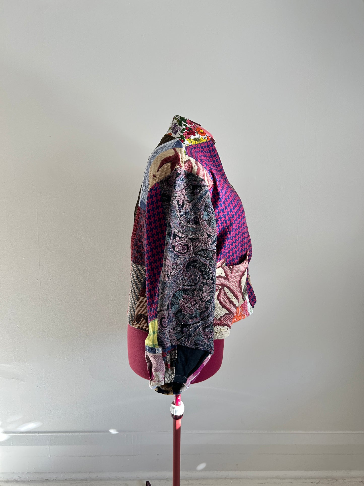 Vivianne Cropped Jacket with Upcycled Throw Blanket Patchwork Size 2X/3X #VIVT13