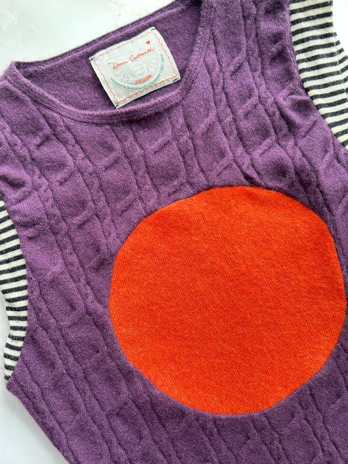 Abstract Art Patched Upcycled Cashmere Vest Size XS/S #ARTV13