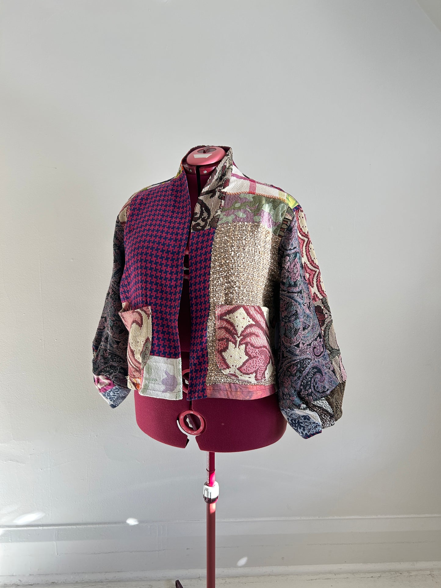 Vivianne Cropped Jacket with Upcycled Throw Blanket Patchwork Size 2X/3X #VIVT13