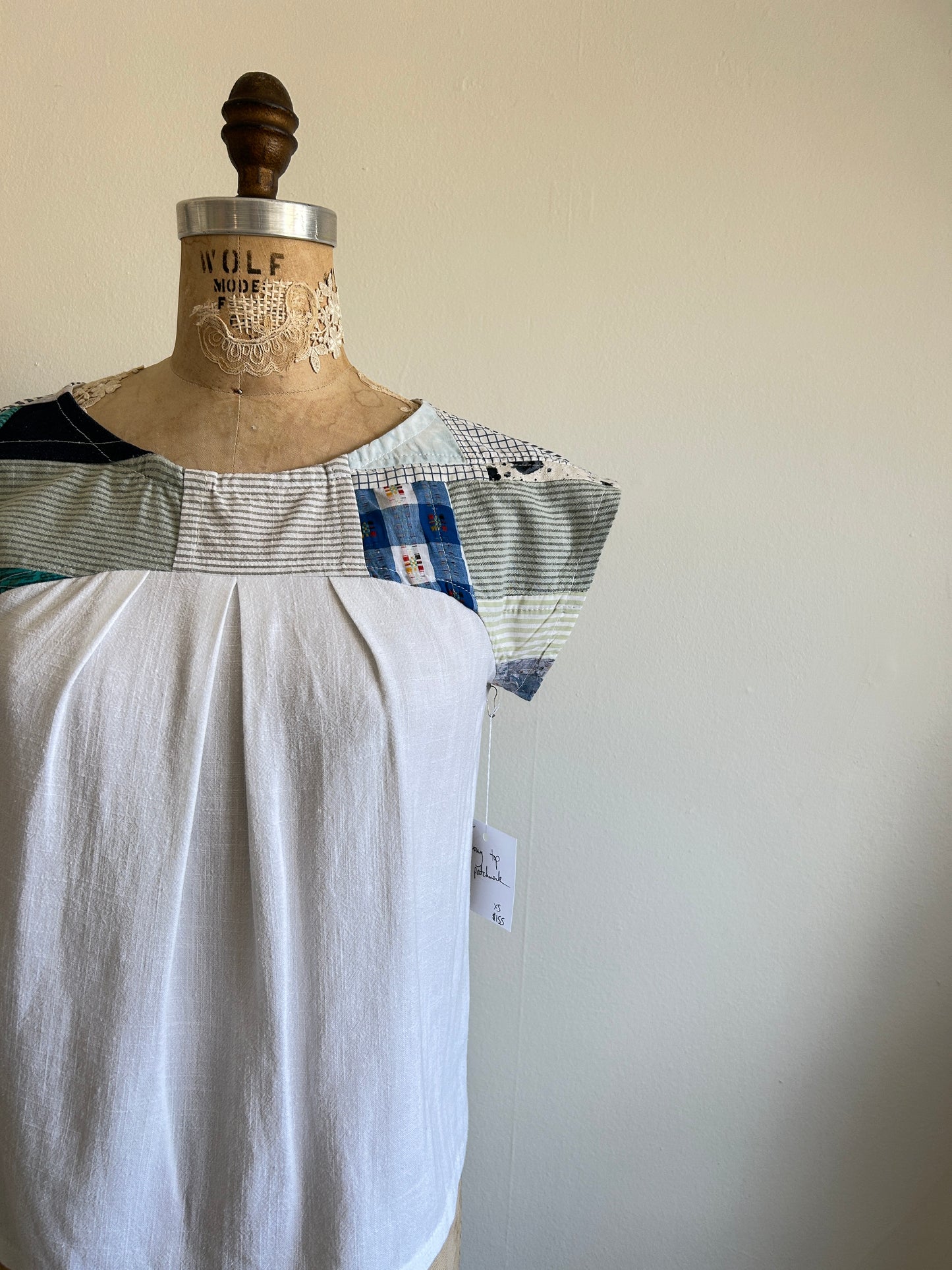 Peony Top - One of a Kind Upcycled Cotton & Linen Size XS #PEO31
