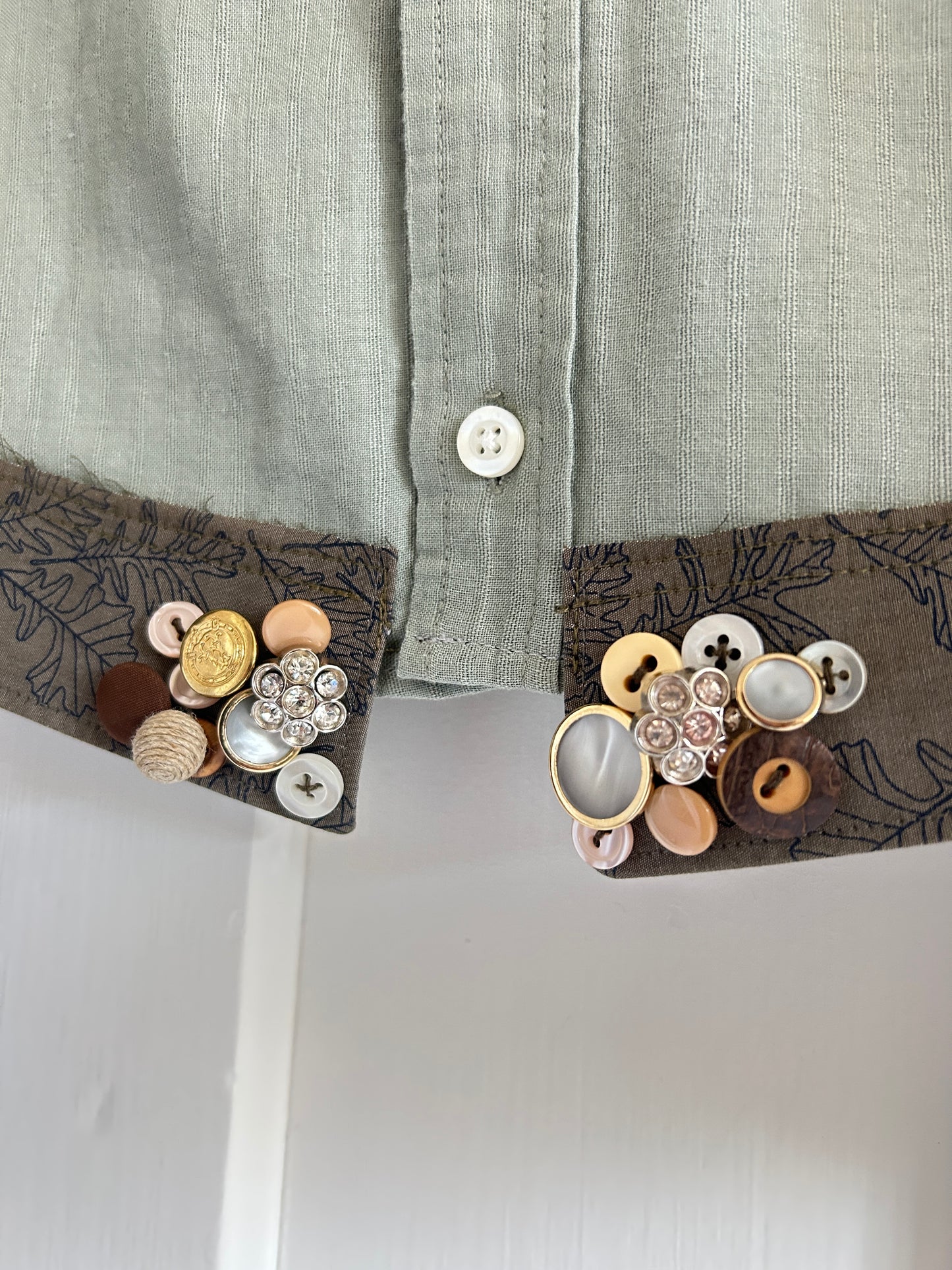 Reworked “Tuxedo Workwear” Buttondown Shirt with Handstitching M/L #TBML2