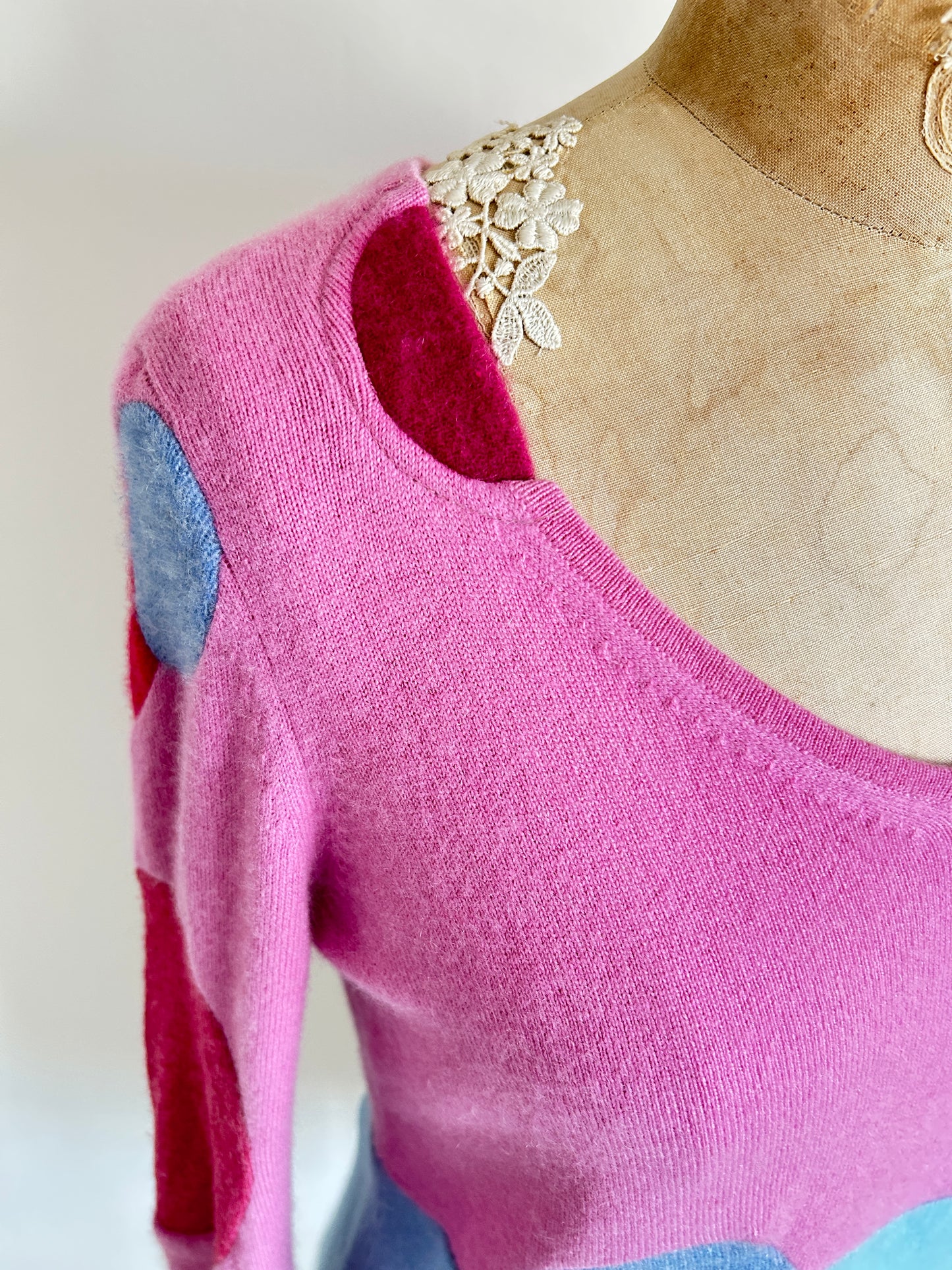 Abstract Art Patched Upcycled Cashmere Sweater S/M #CASSM21