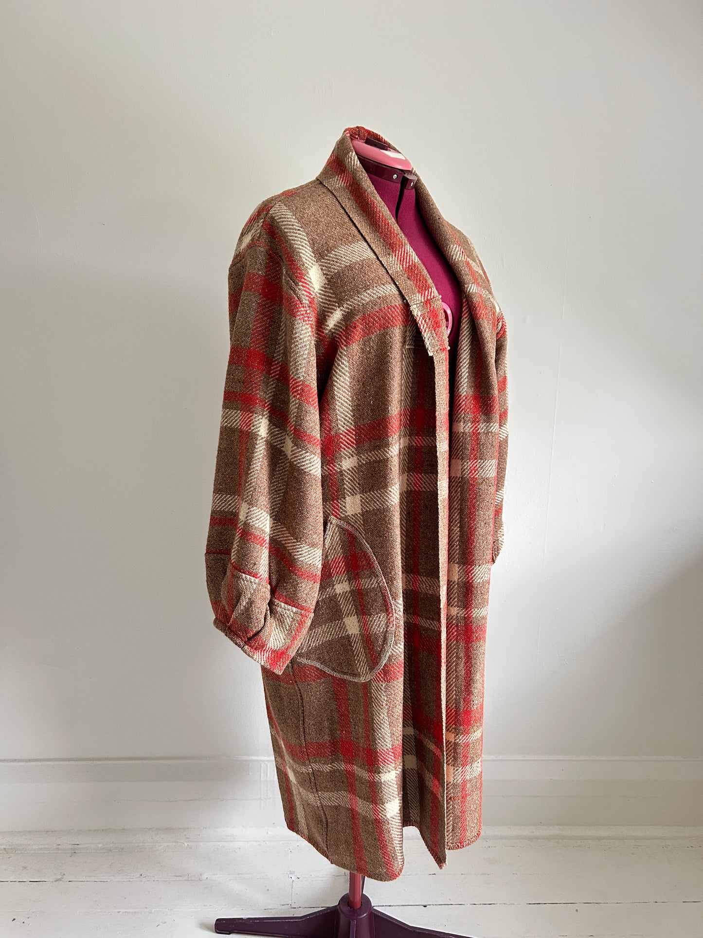 Vivianne Duster with Upcycled Vintage Wool Blanket Size 2X/3X #VIVW21