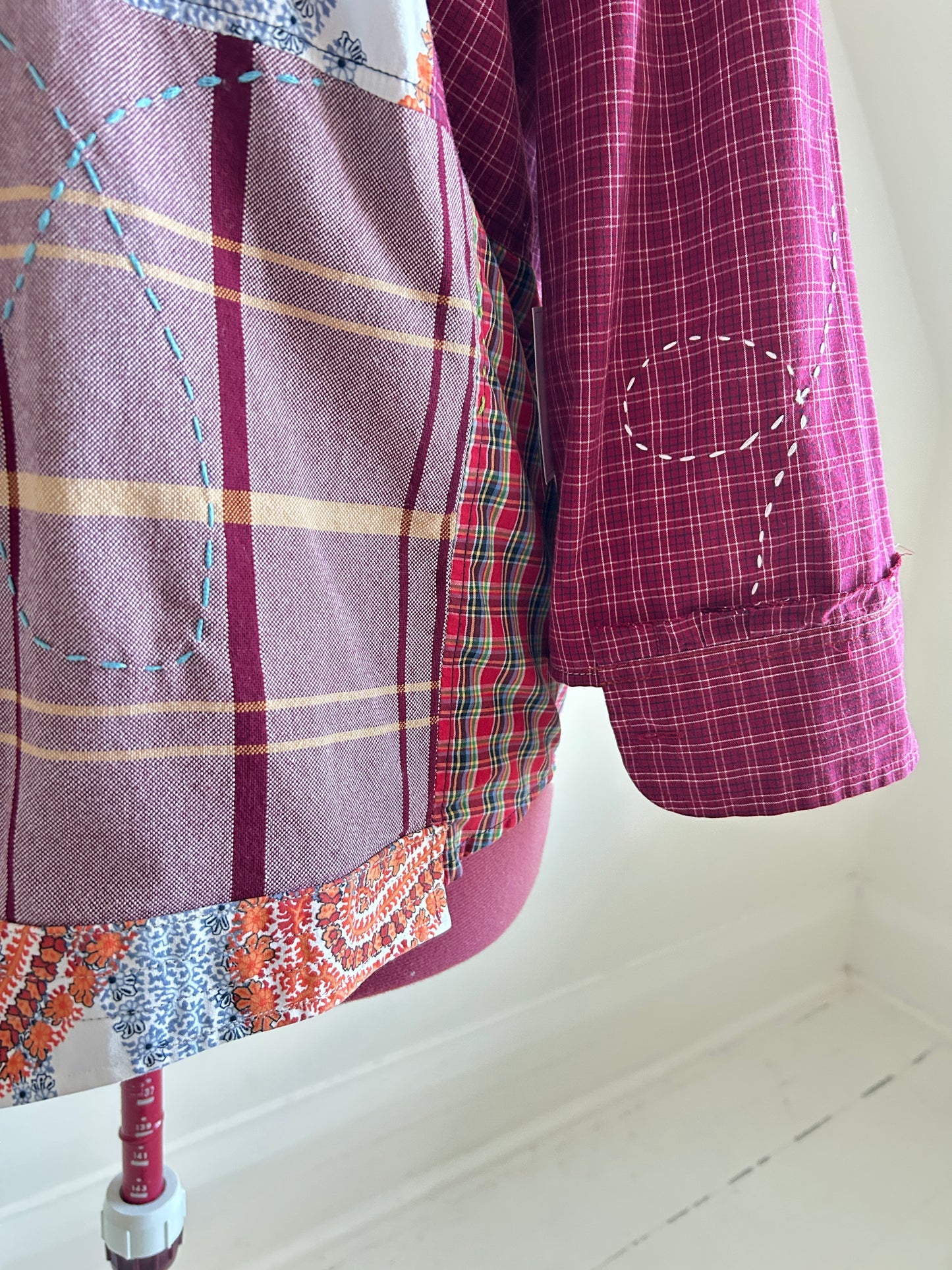 Reworked “Tuxedo Workwear” Buttondown Shirt with Handstitching 2X #TB23X7