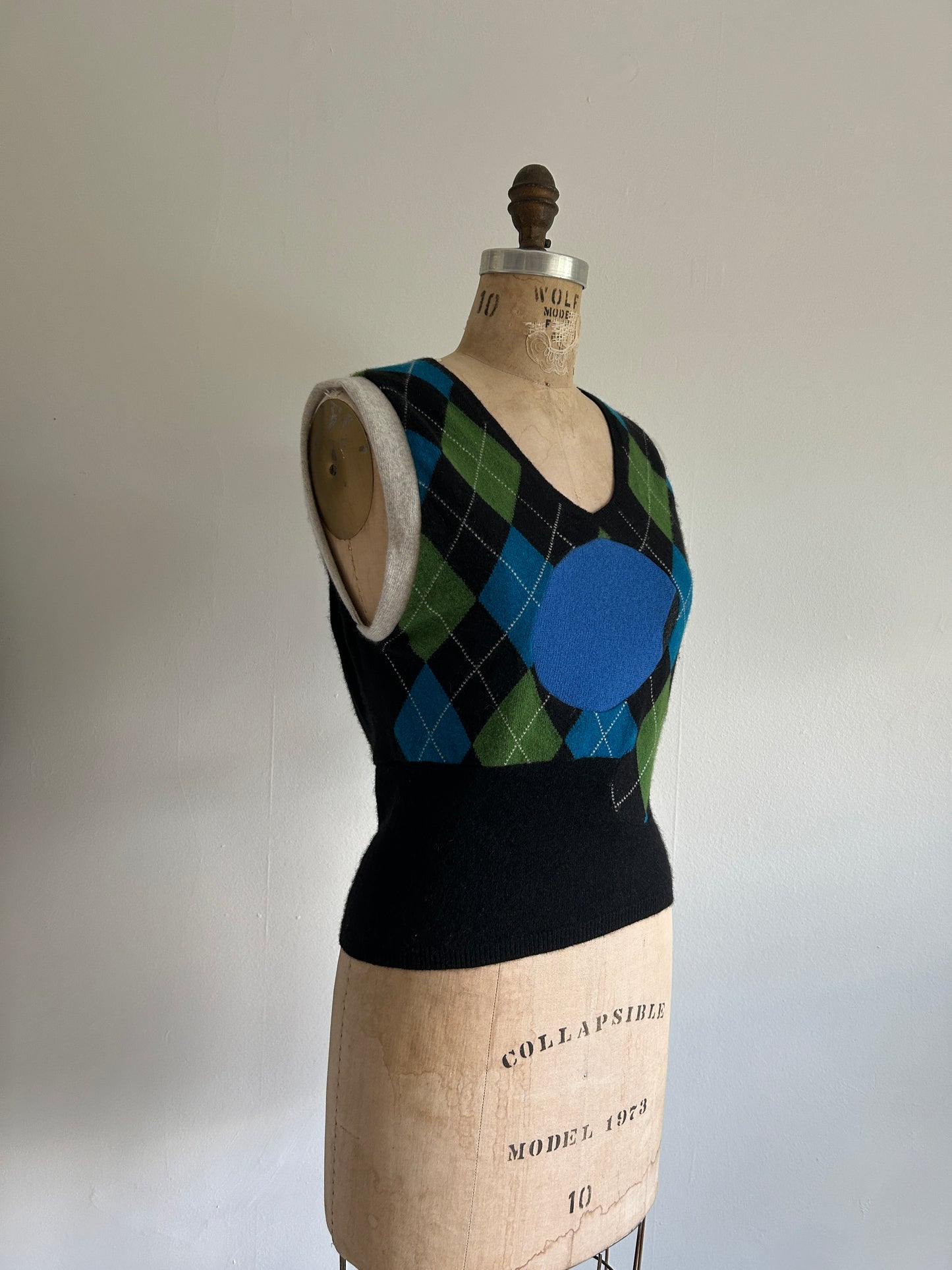 Abstract Art Patched Upcycled Cashmere Vest Size XS/S #ARTV13