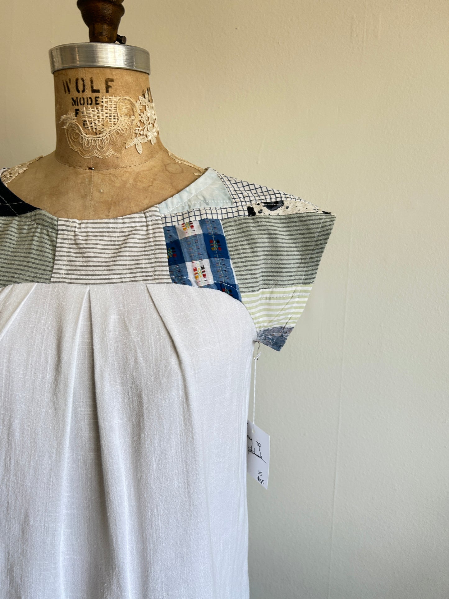 Peony Top - One of a Kind Upcycled Cotton & Linen Size XS #PEO31