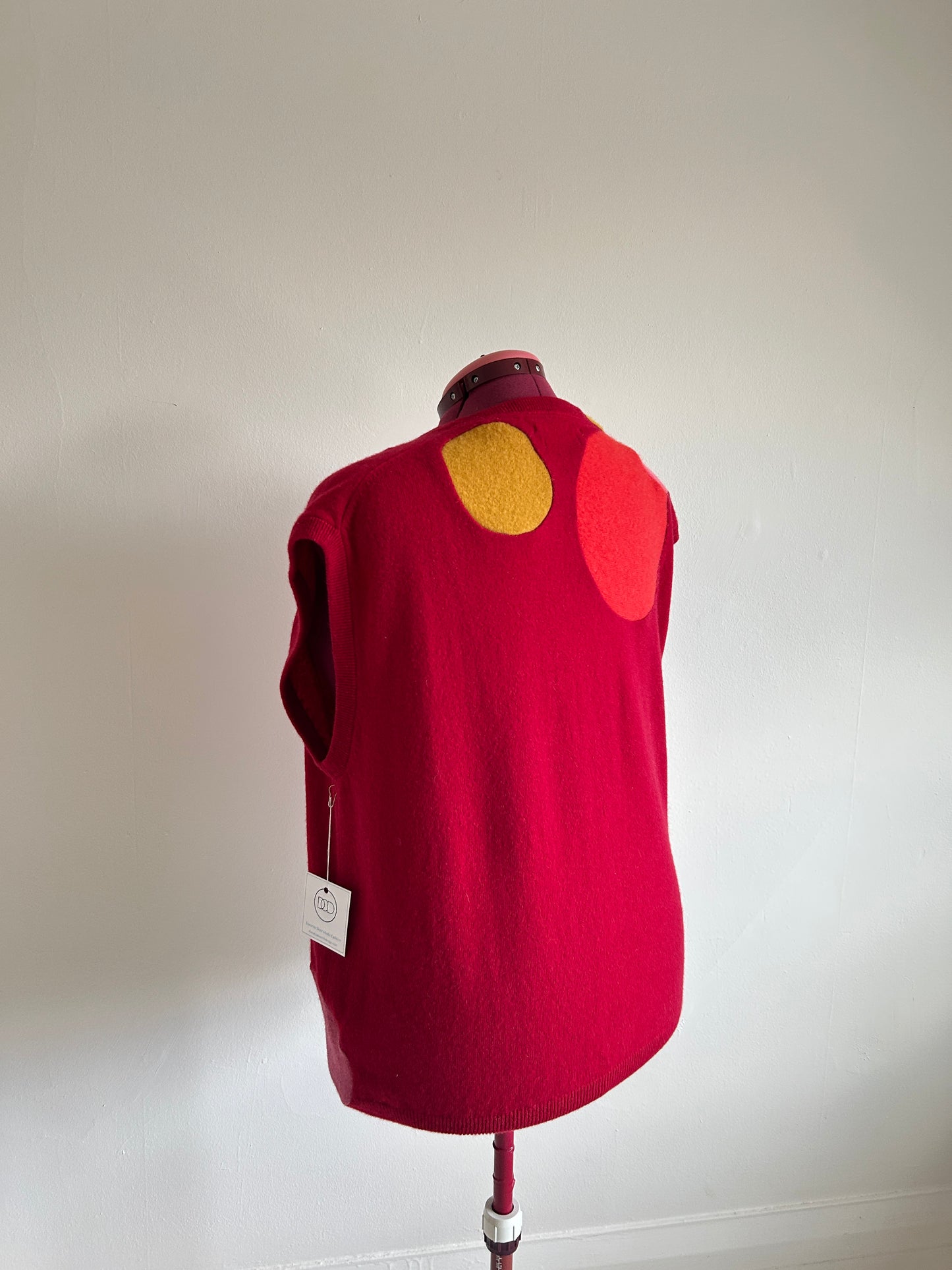 Abstract Art Patched Upcycled Cashmere Vest Size 3X/4X #CAV34X31